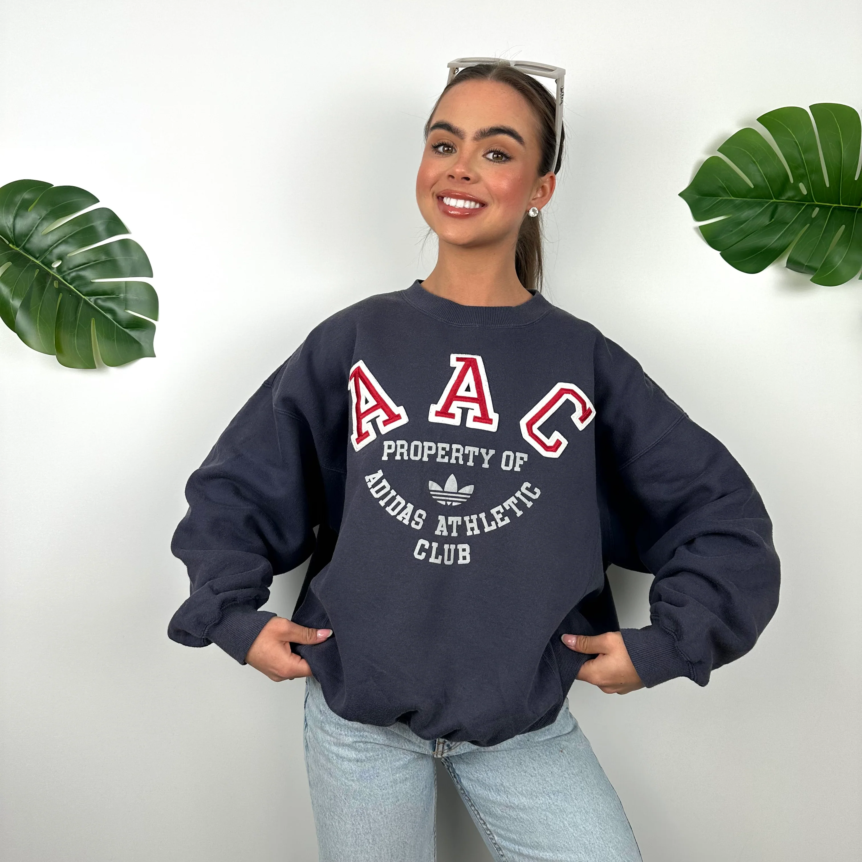 Adidas Athletic Club Navy Embroidered Spell Out Sweatshirt (M) - Image 5