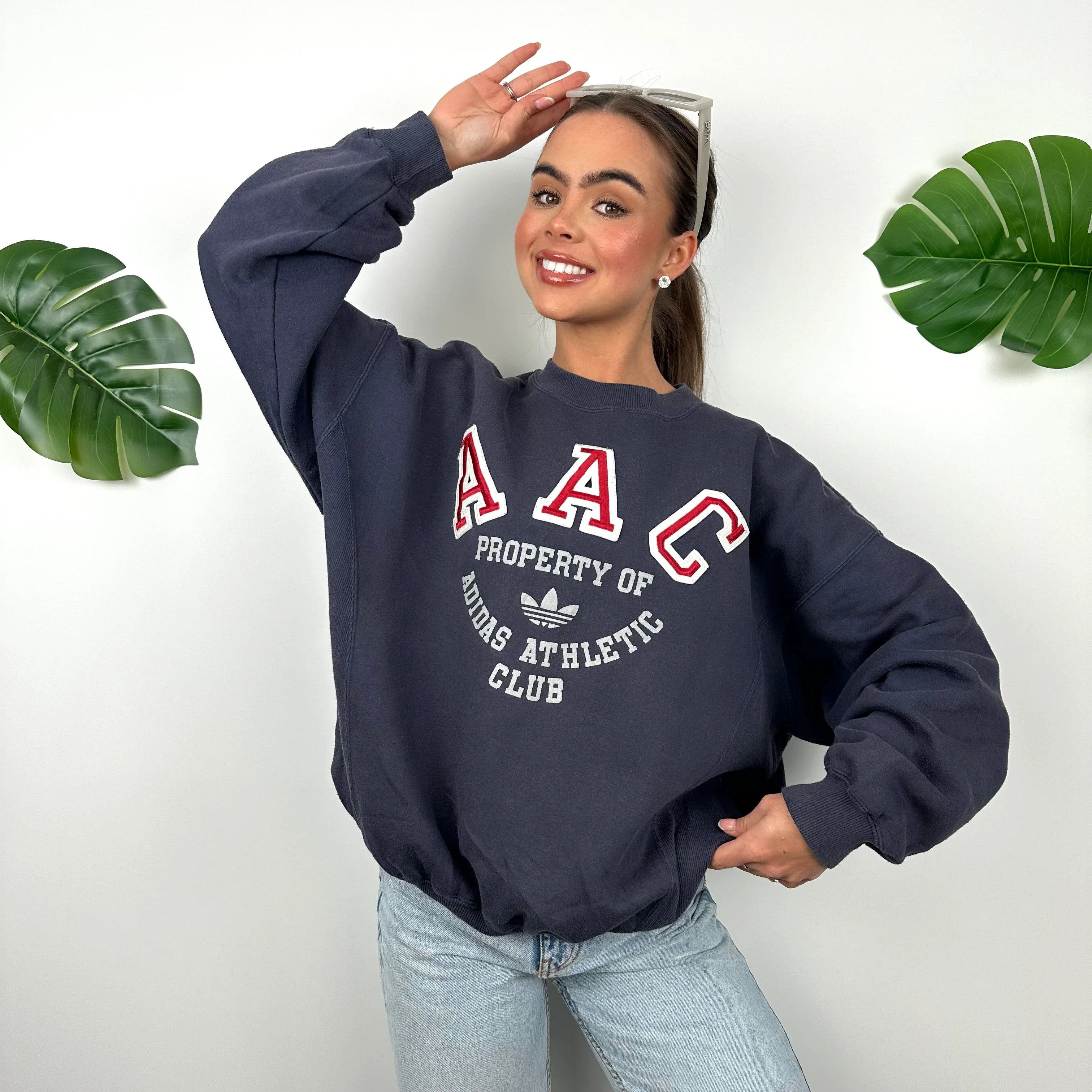 Adidas Athletic Club Navy Embroidered Spell Out Sweatshirt (M) - Image 6