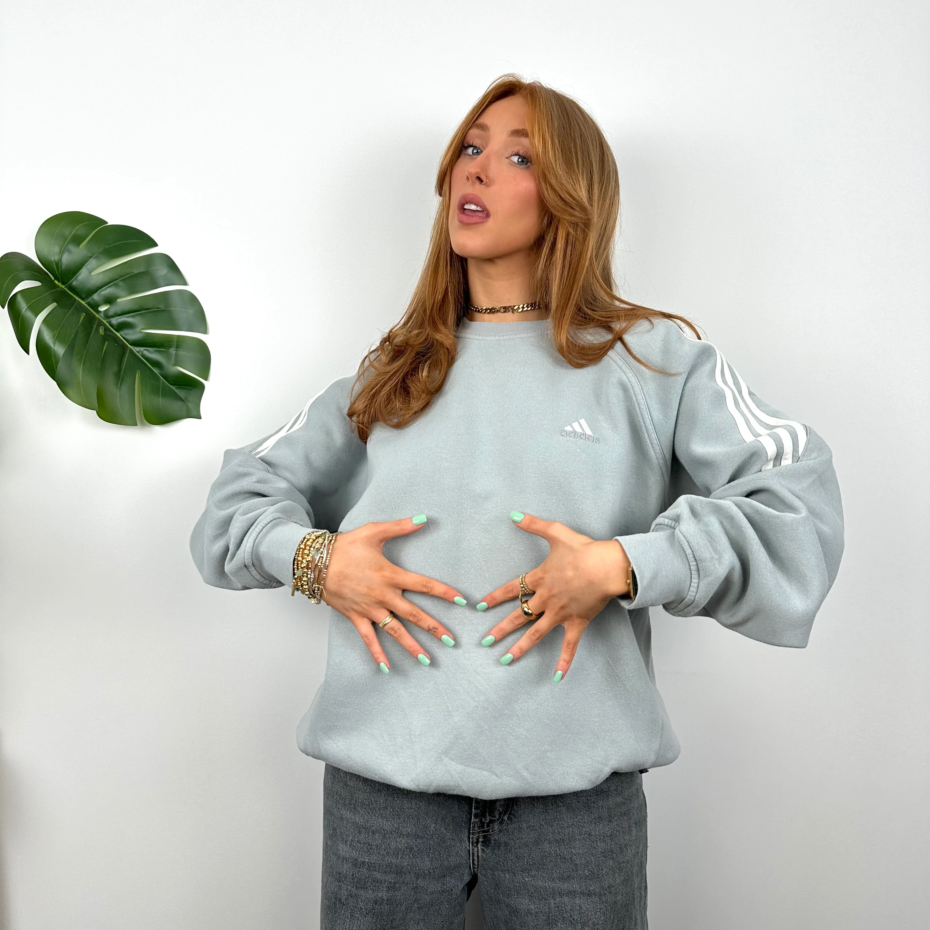 Adidas Baby Blue Embroidered Spell Out Sweatshirt (S) - Image 3