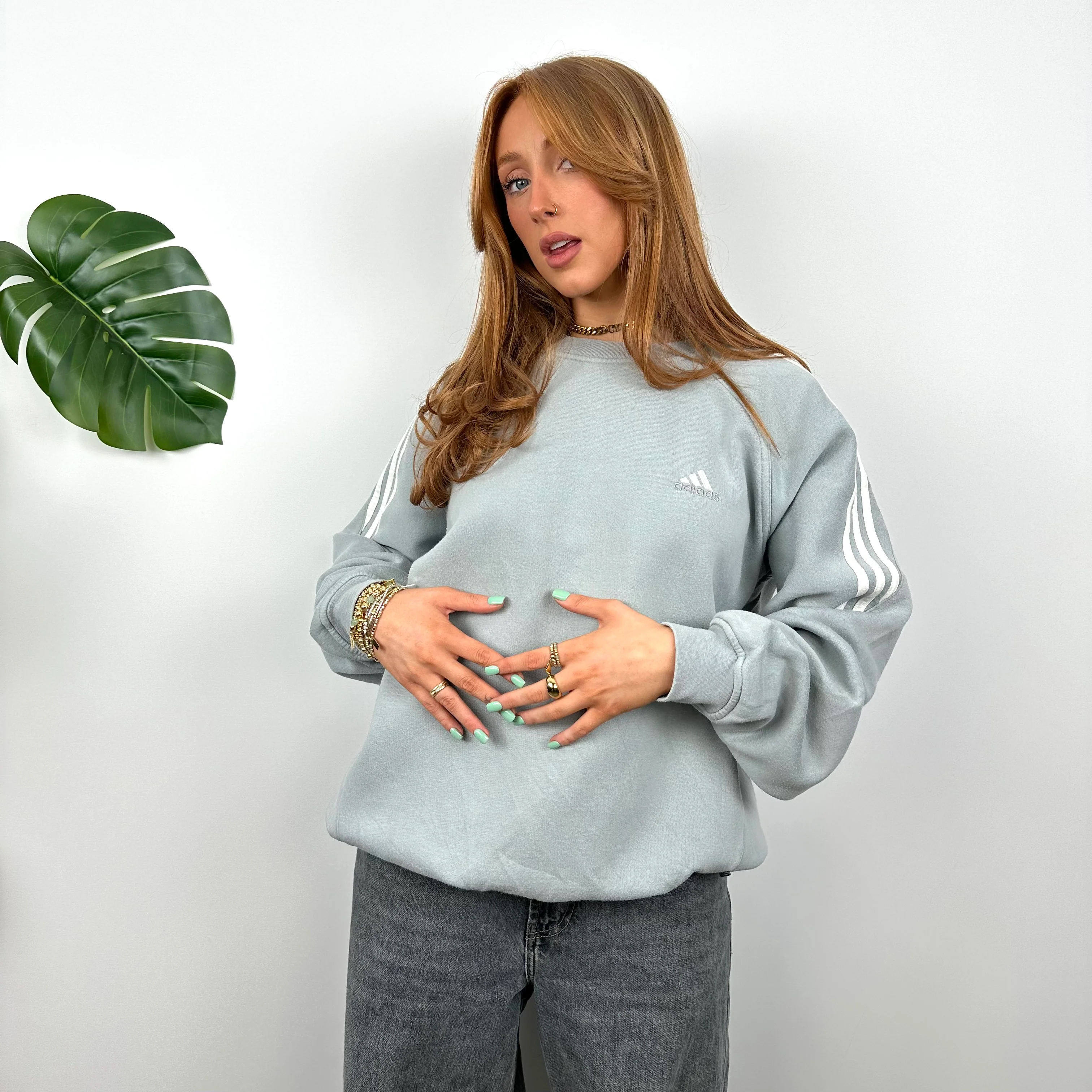 Adidas Baby Blue Embroidered Spell Out Sweatshirt (S) - Image 4