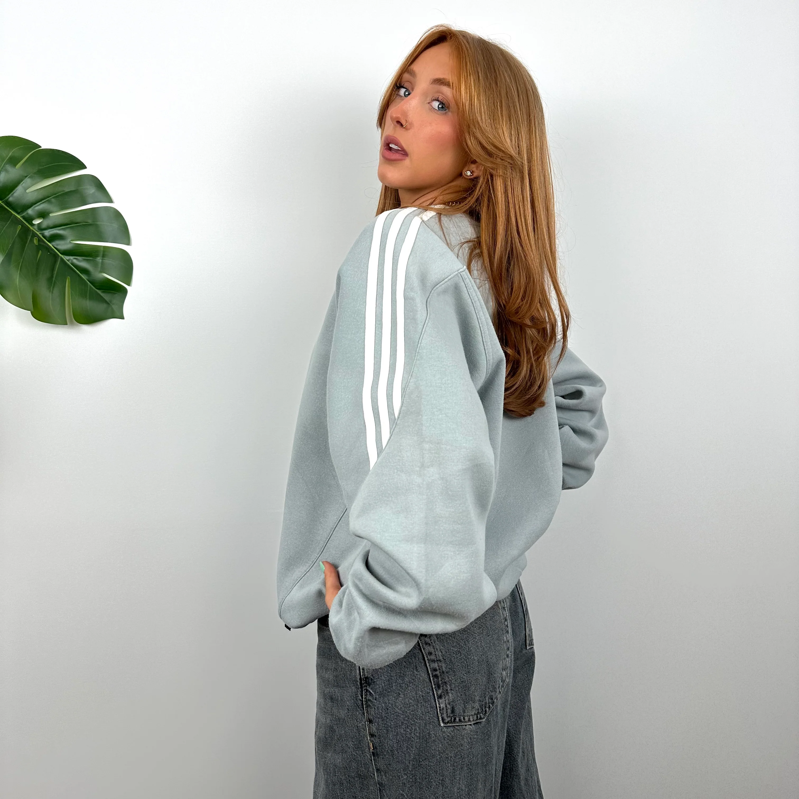 Adidas Baby Blue Embroidered Spell Out Sweatshirt (S) - Image 5