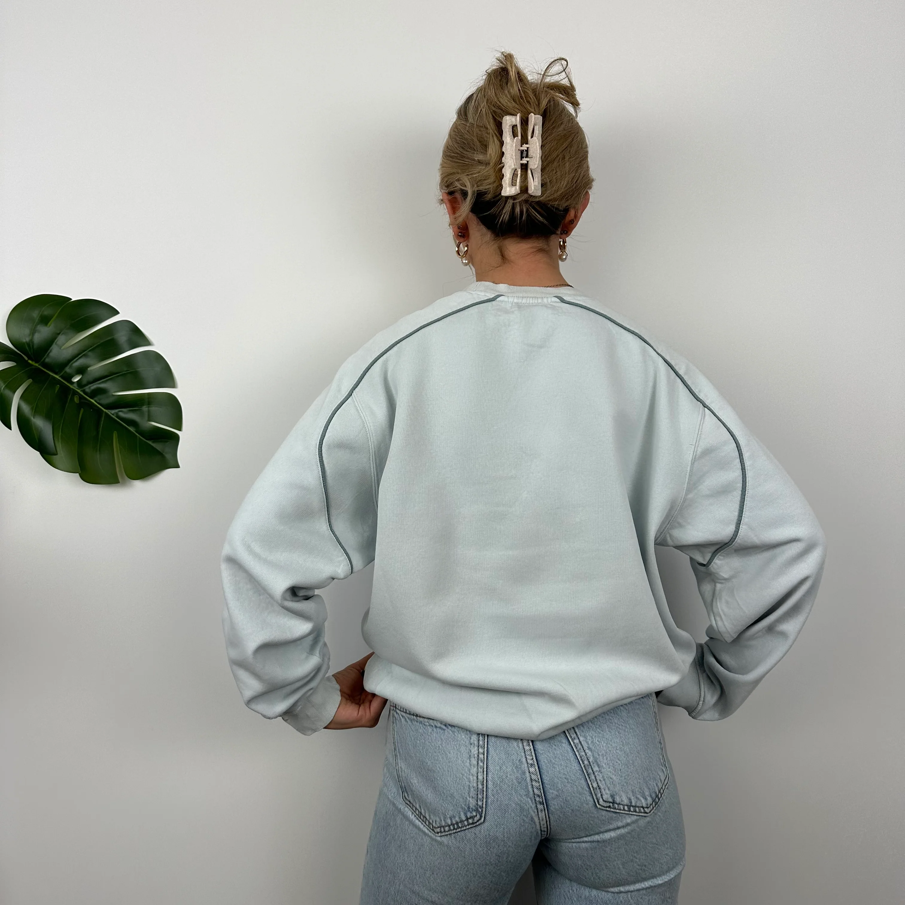 Adidas Baby Blue Embroidered Spell Out Sweatshirt (L) - Image 6
