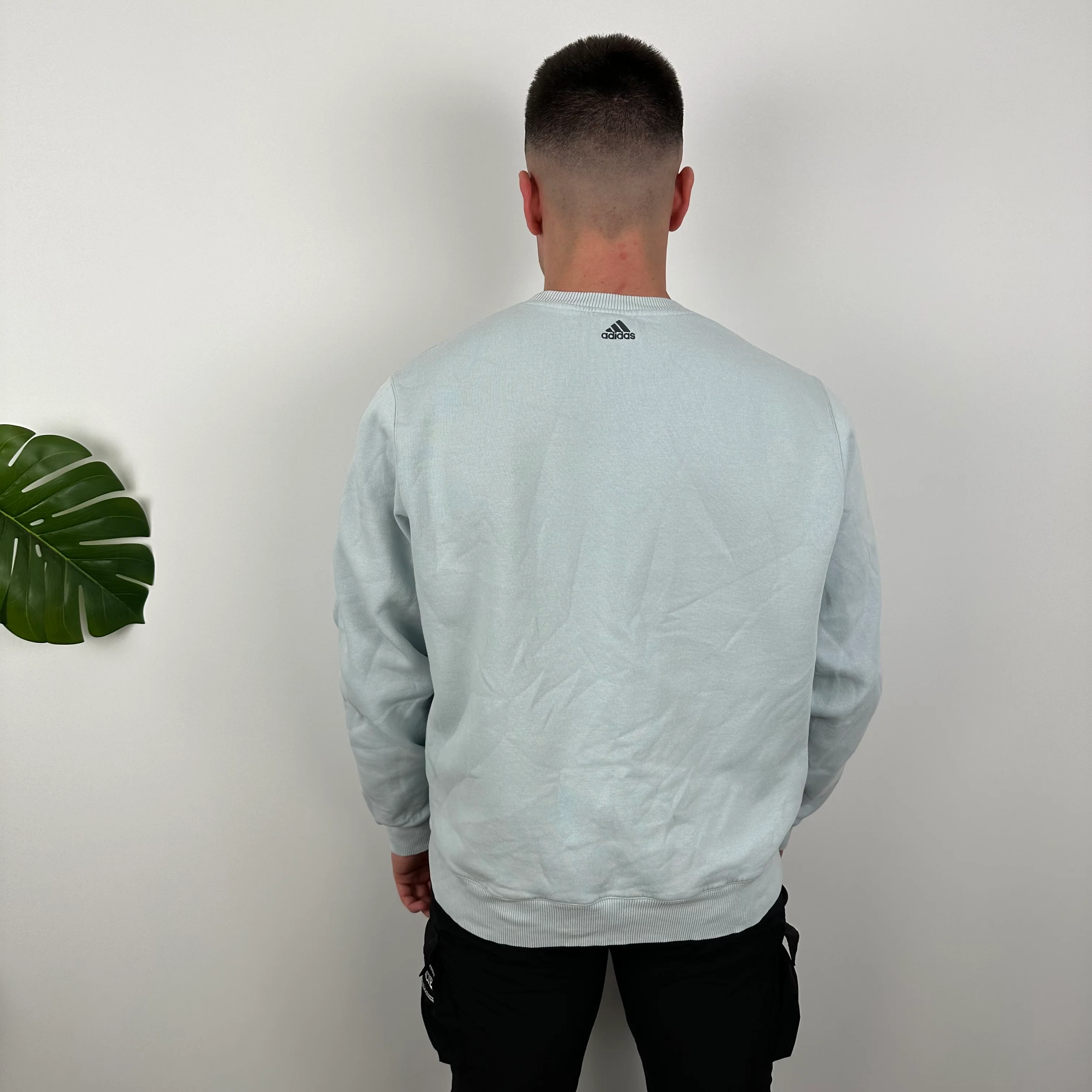 Adidas Baby Blue Embroidered Spell Out Sweatshirt (L) - Image 7