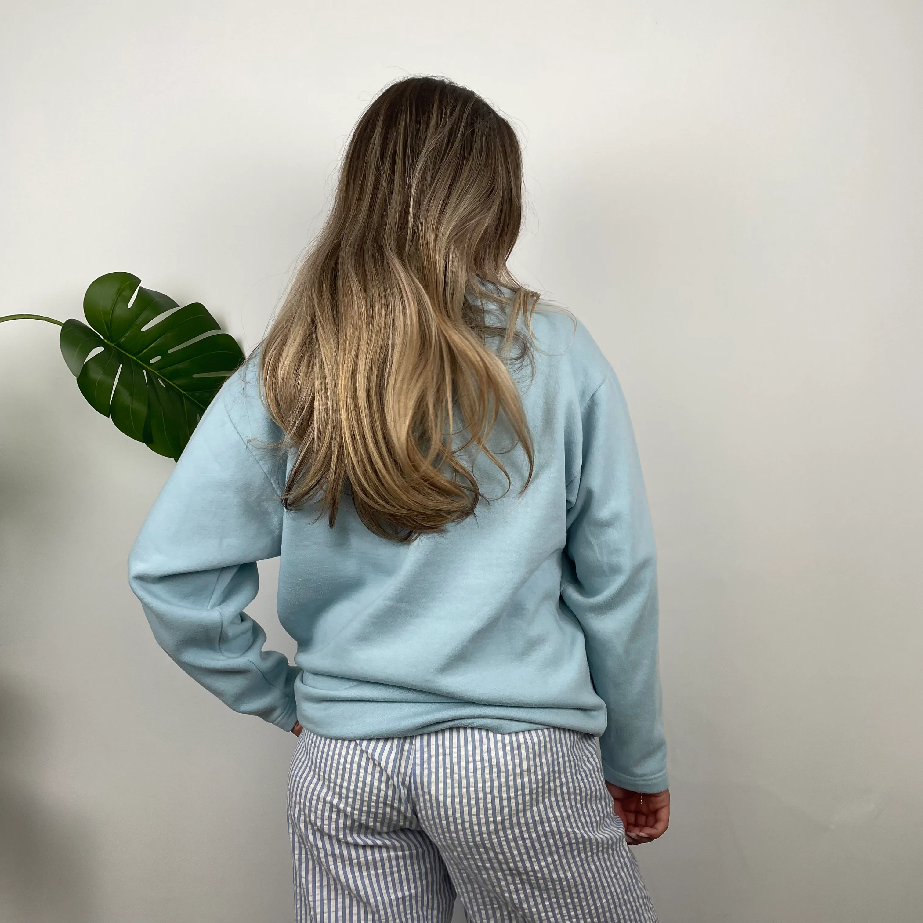 Adidas Baby Blue Embroidered Spell Out Sweatshirt (L) - Image 4