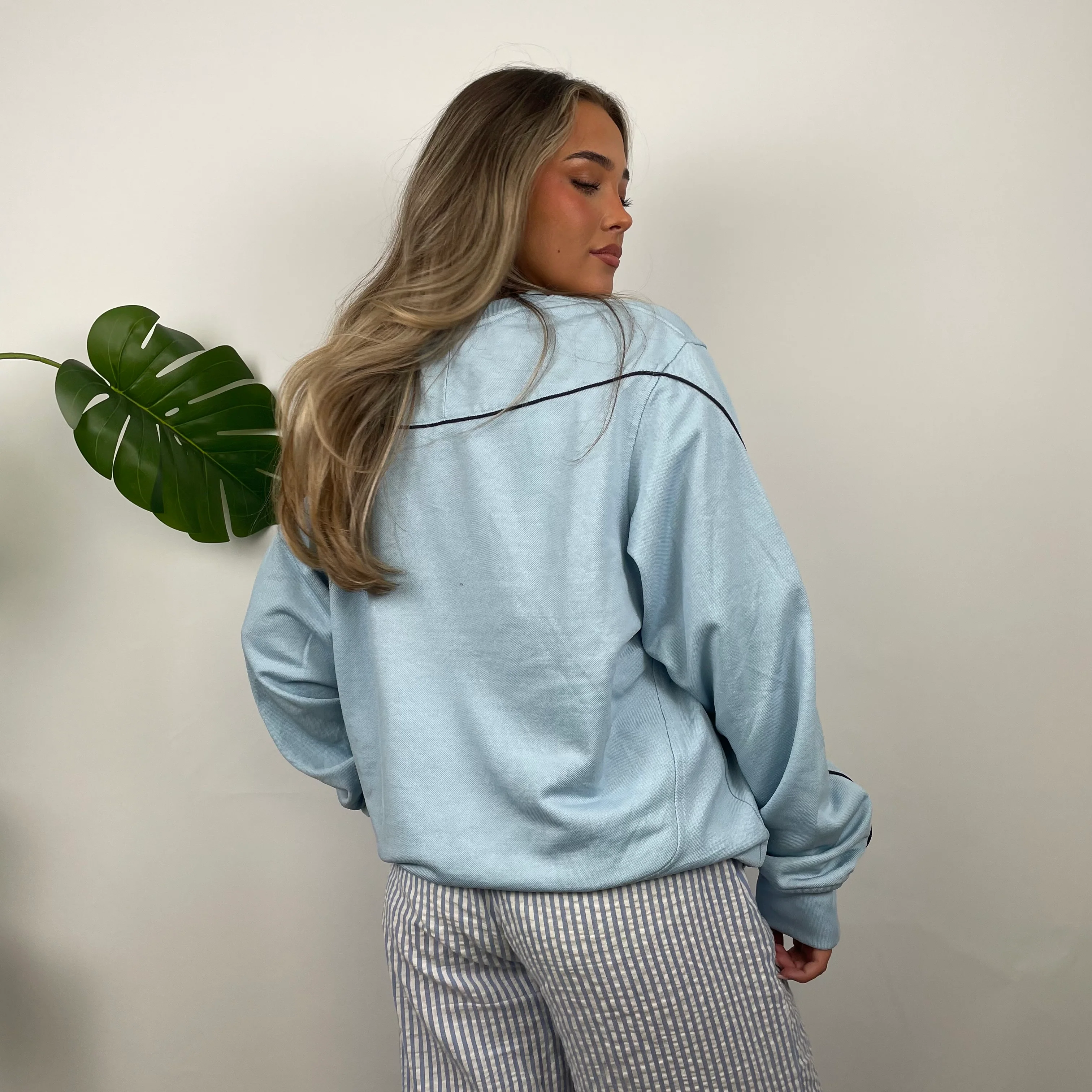 Adidas Baby Blue Embroidered Spell Out Sweatshirt (L) - Image 6
