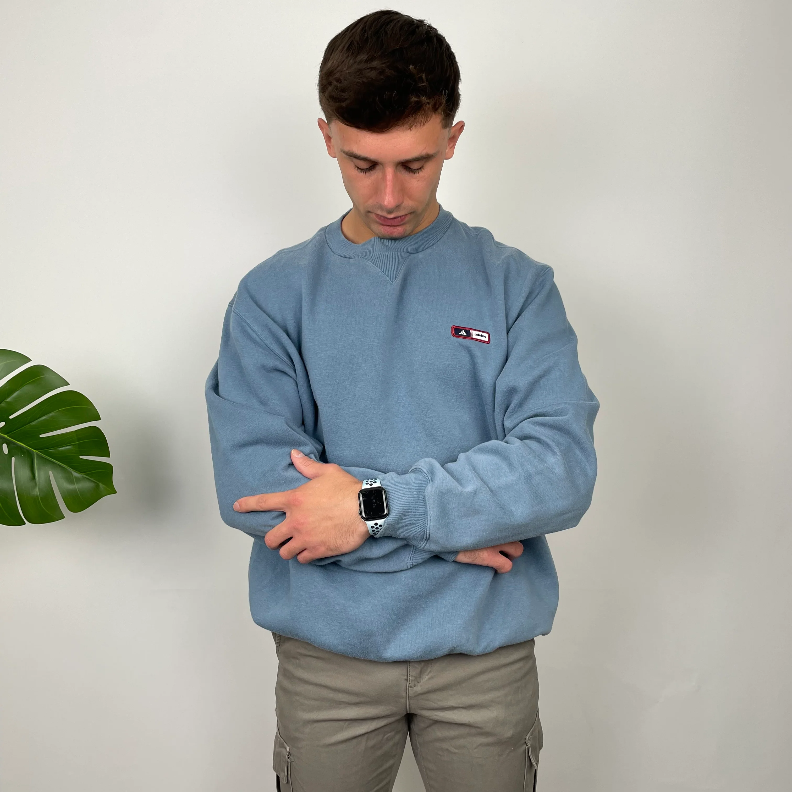 Adidas Baby Blue Embroidered Spell Out Sweatshirt (L) - Image 3