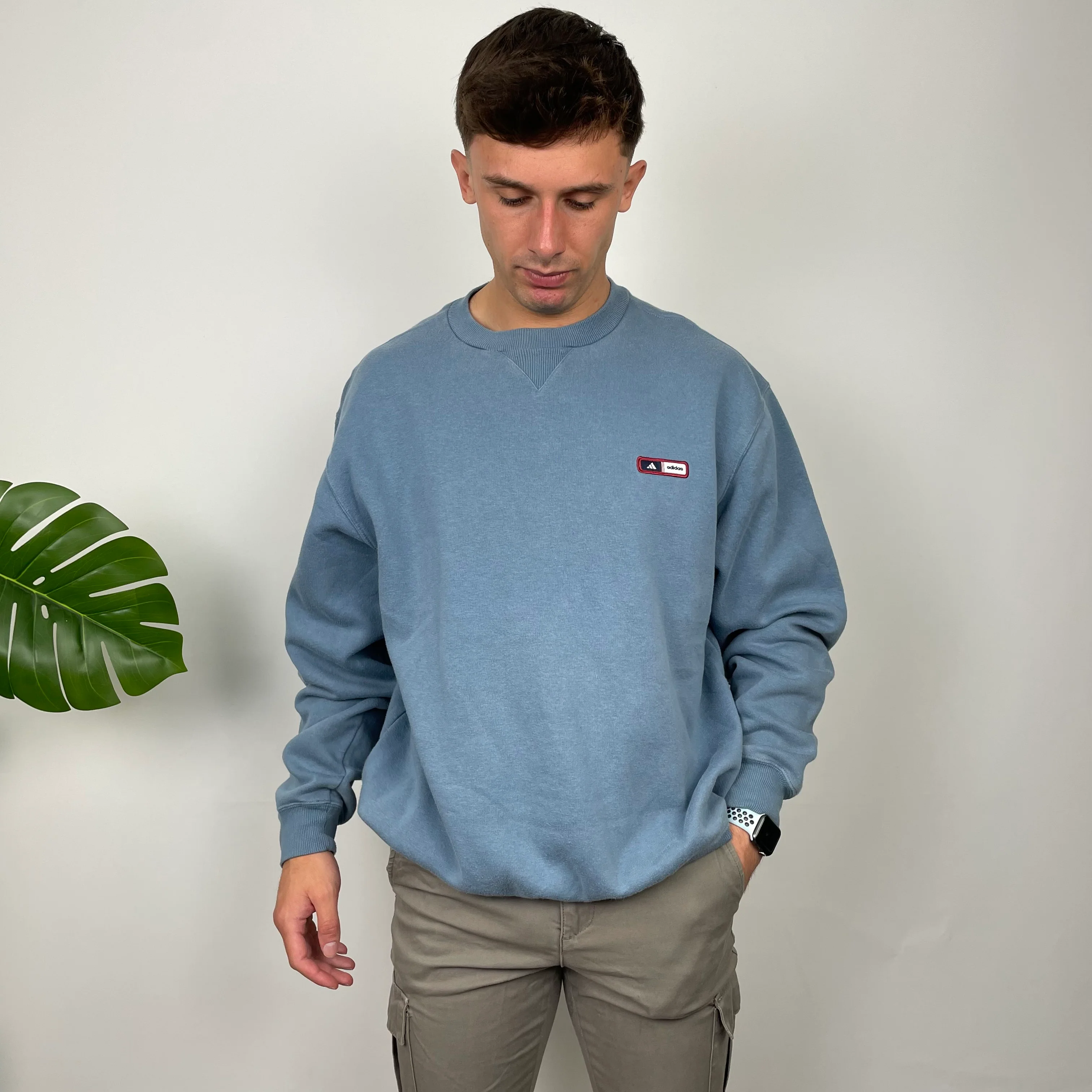 Adidas Baby Blue Embroidered Spell Out Sweatshirt (L) - Image 4