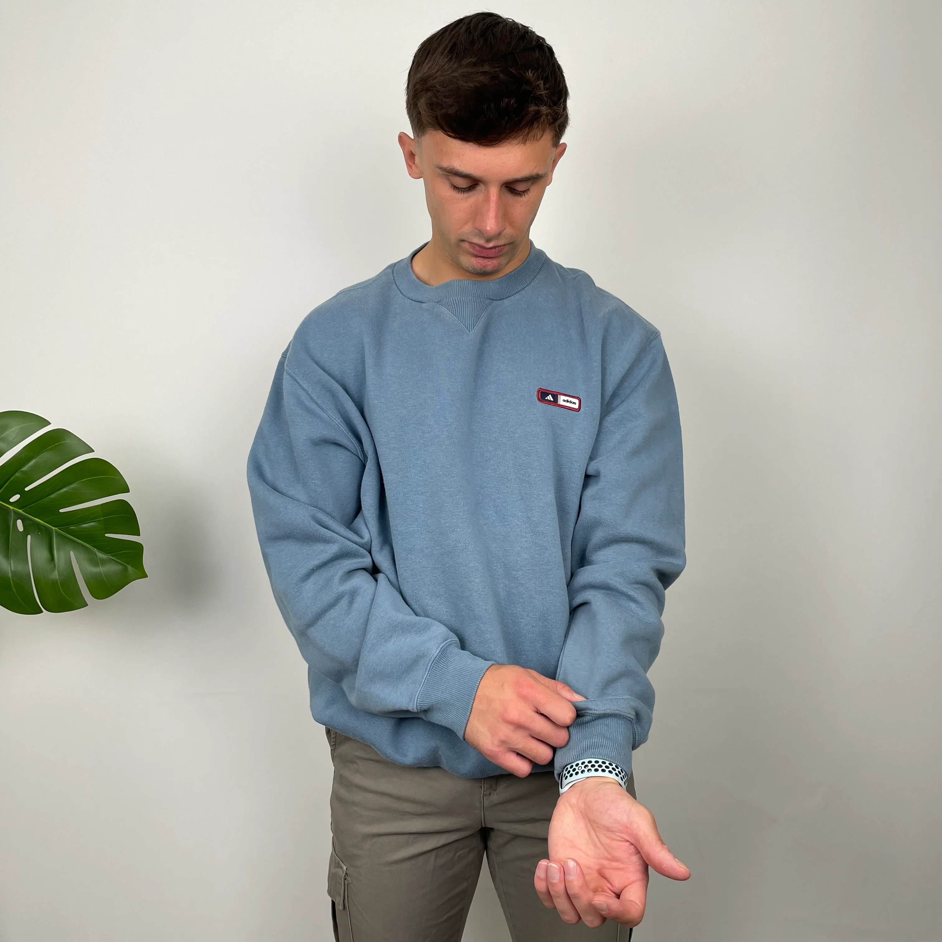 Adidas Baby Blue Embroidered Spell Out Sweatshirt (L) - Image 5