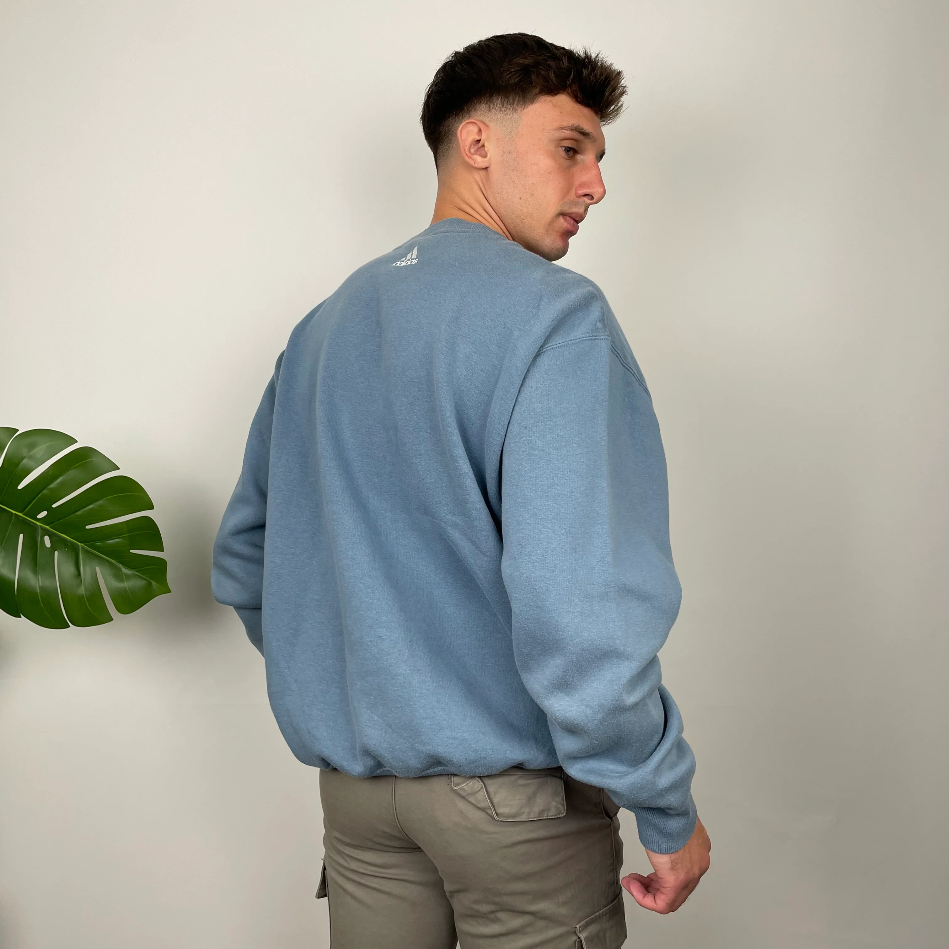 Adidas Baby Blue Embroidered Spell Out Sweatshirt (L) - Image 7
