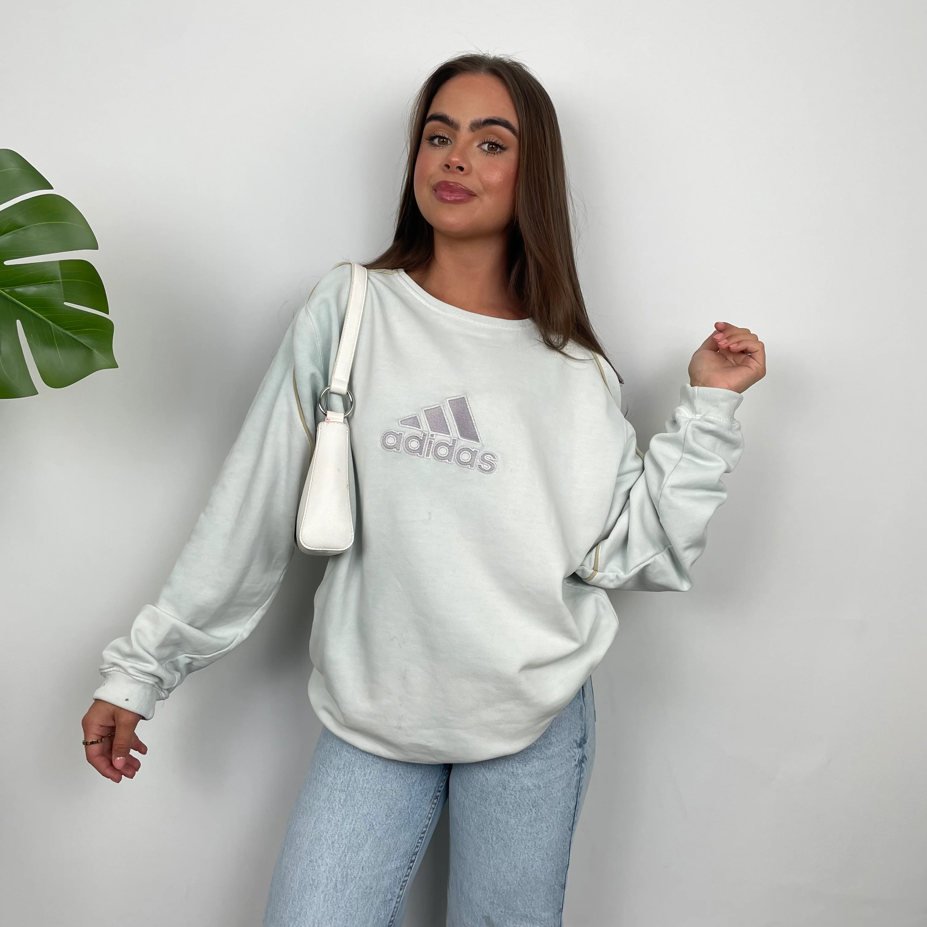 Adidas Baby Blue Embroidered Spell Out Sweatshirt (L) - Image 4