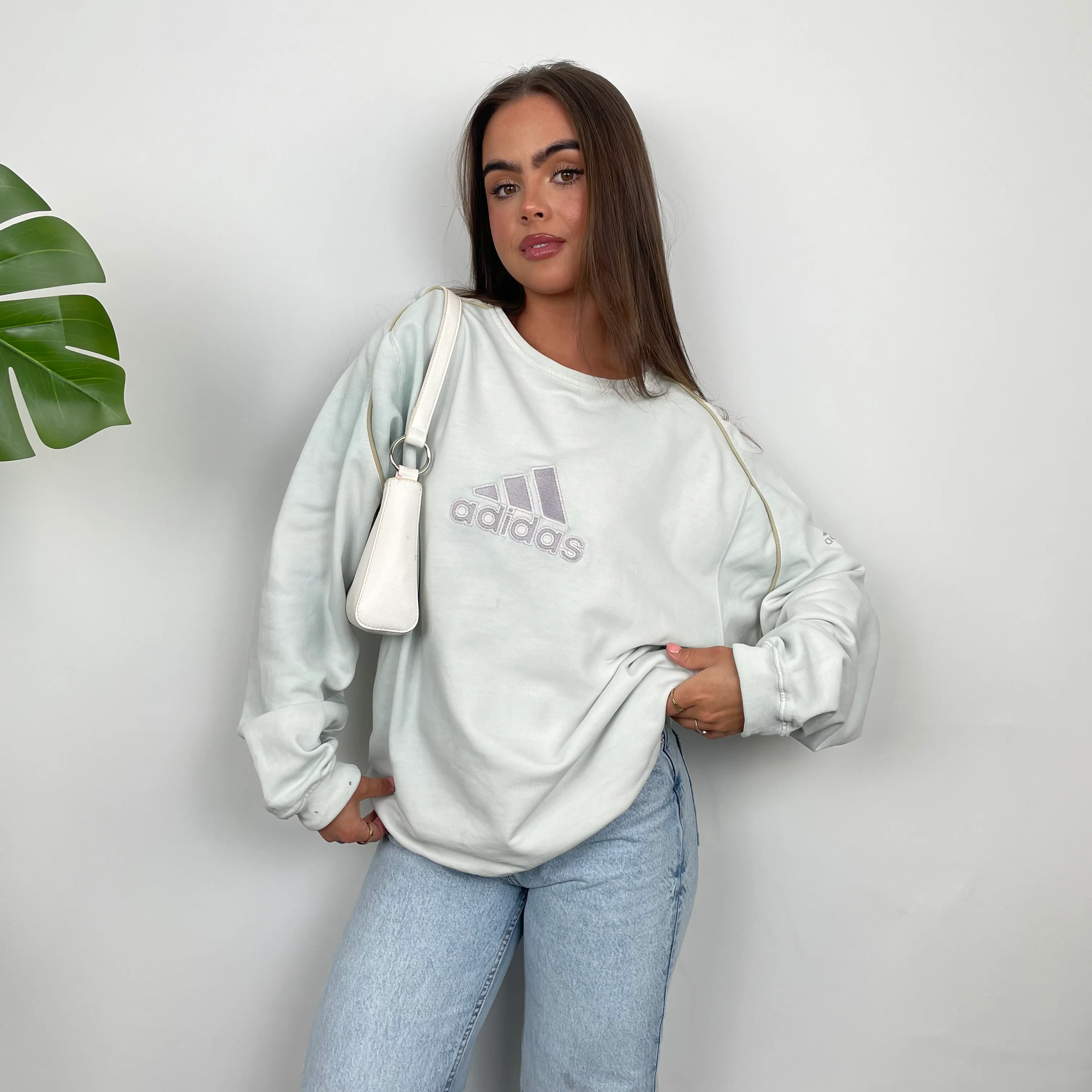 Adidas Baby Blue Embroidered Spell Out Sweatshirt (L) - Image 5