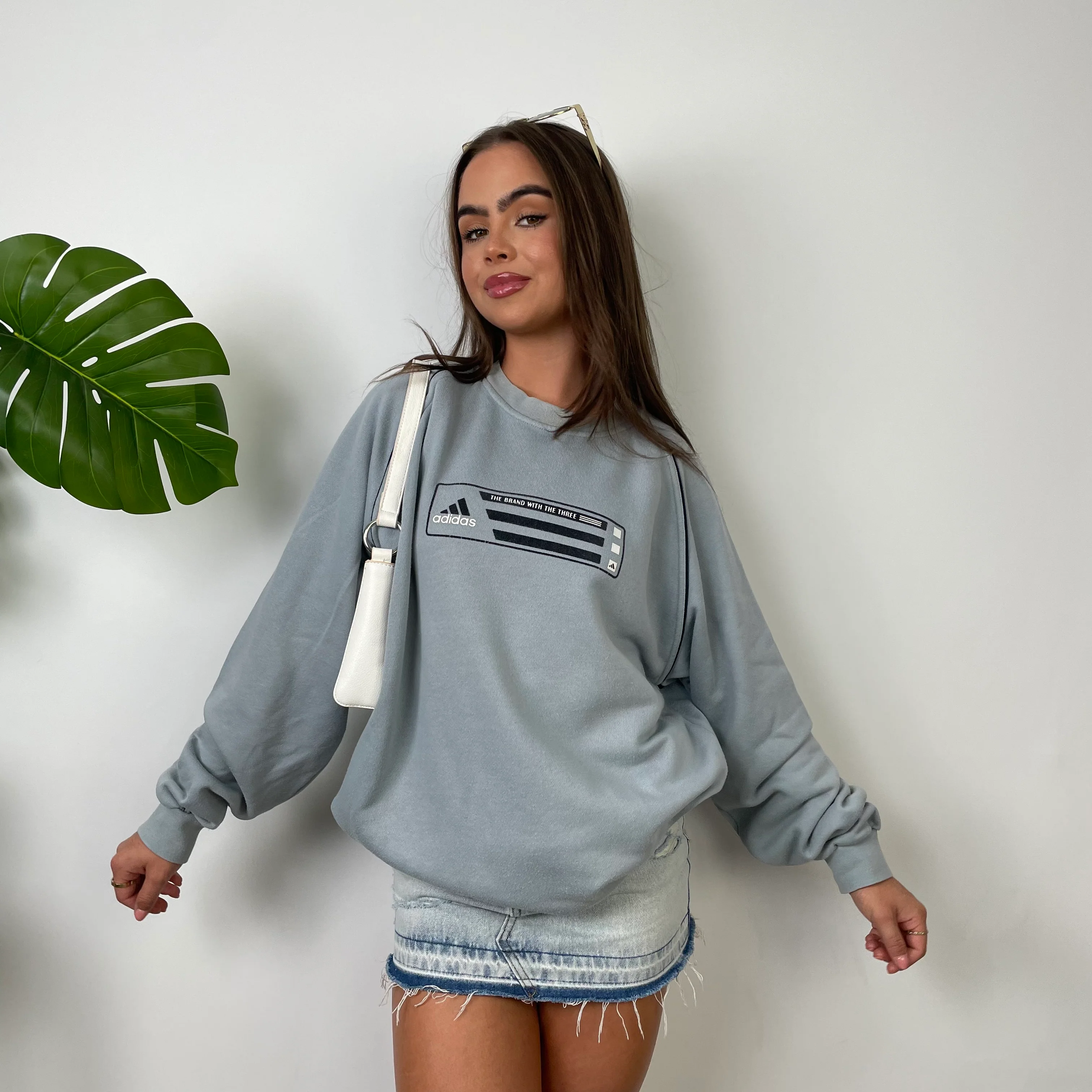 Adidas Baby Blue Embroidered Spell Out Sweatshirt (M) - Image 7