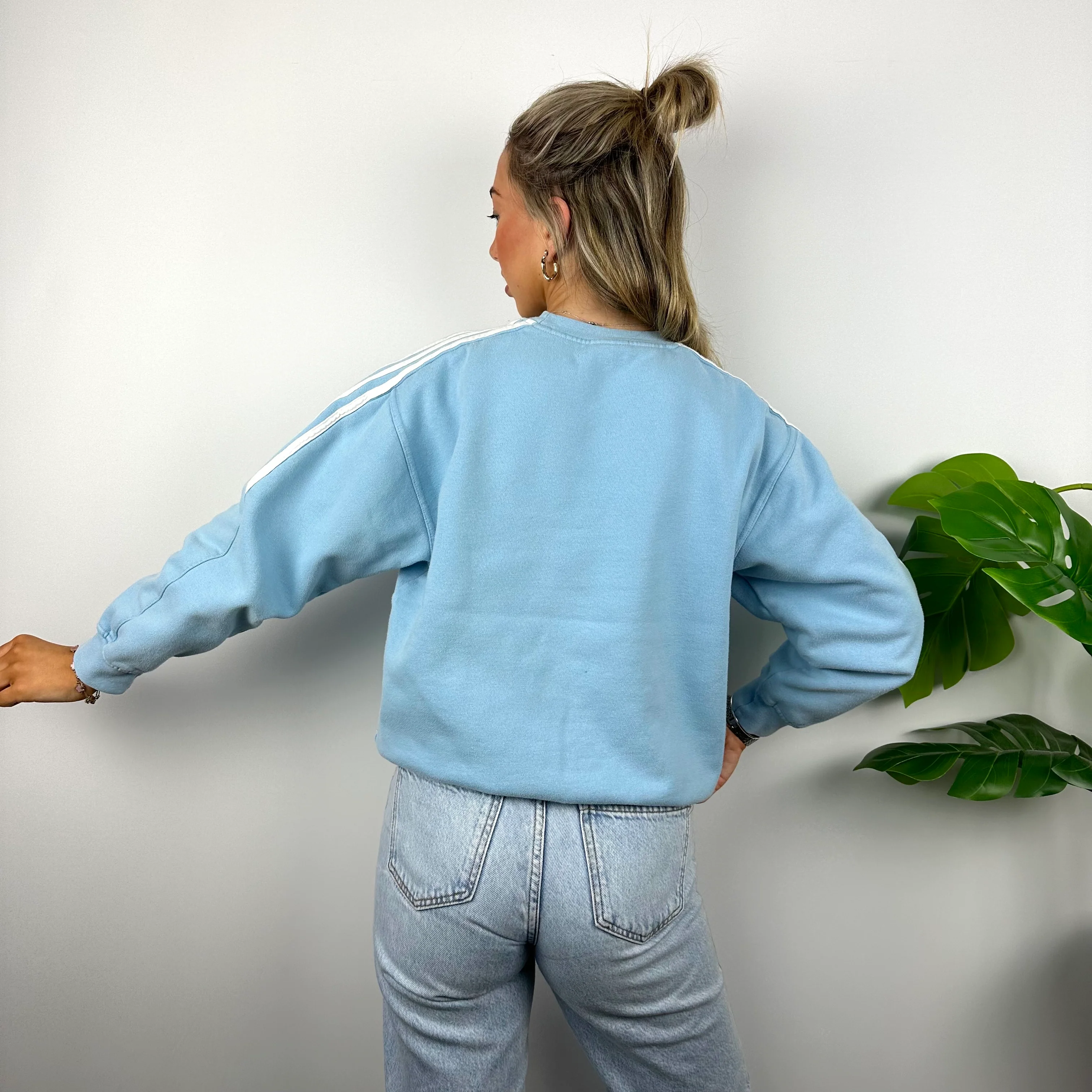 Adidas Baby Blue Embroidered Spell Out Sweatshirt (M) - Image 5