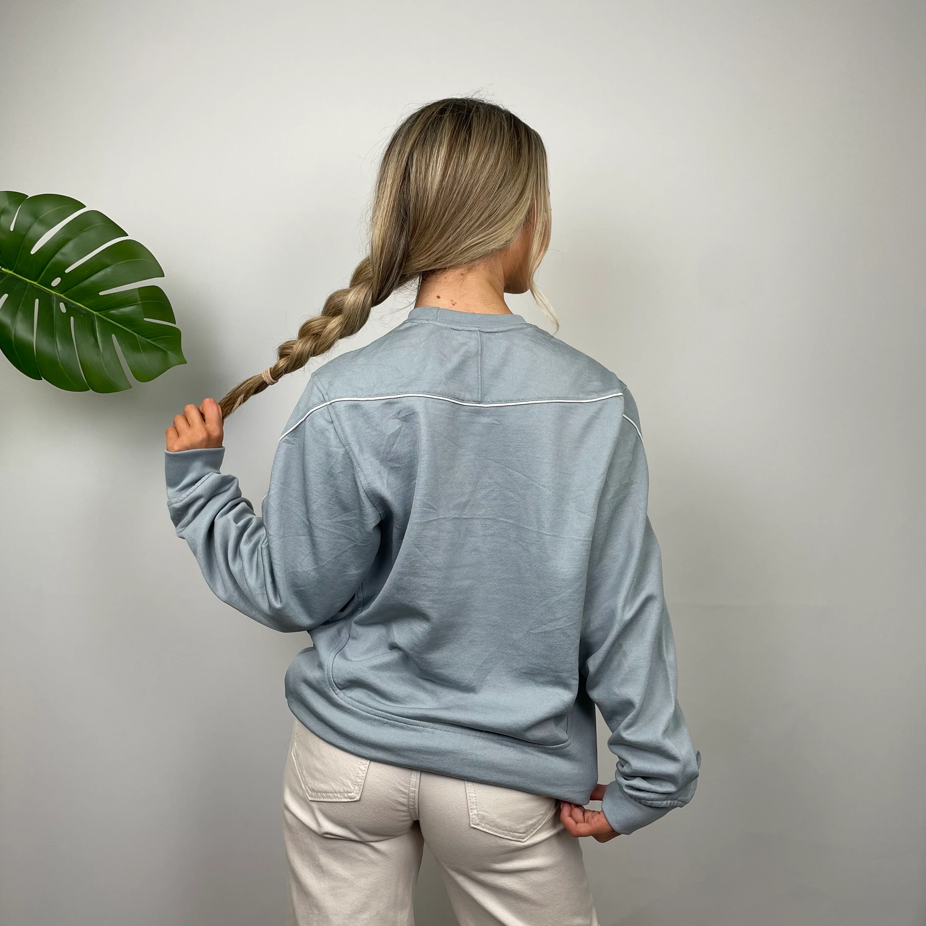 Adidas Baby Blue Embroidered Spell Out Sweatshirt (M) - Image 6