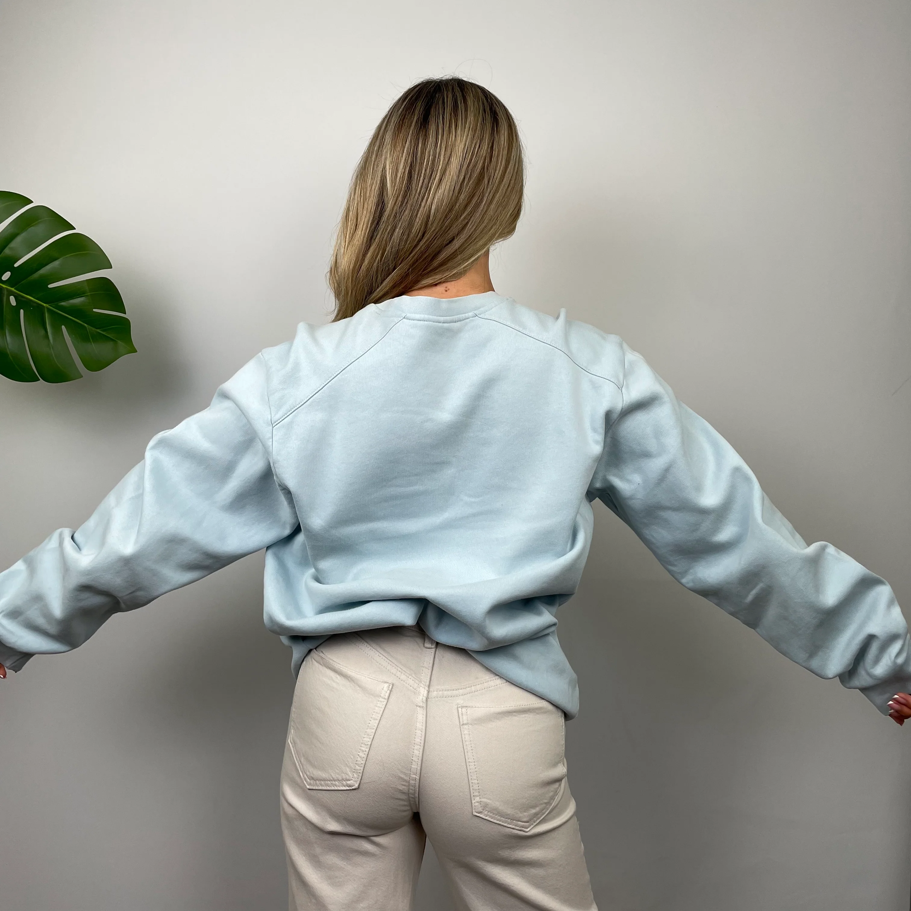 Adidas Baby Blue Embroidered Spell Out Sweatshirt (M) - Image 6