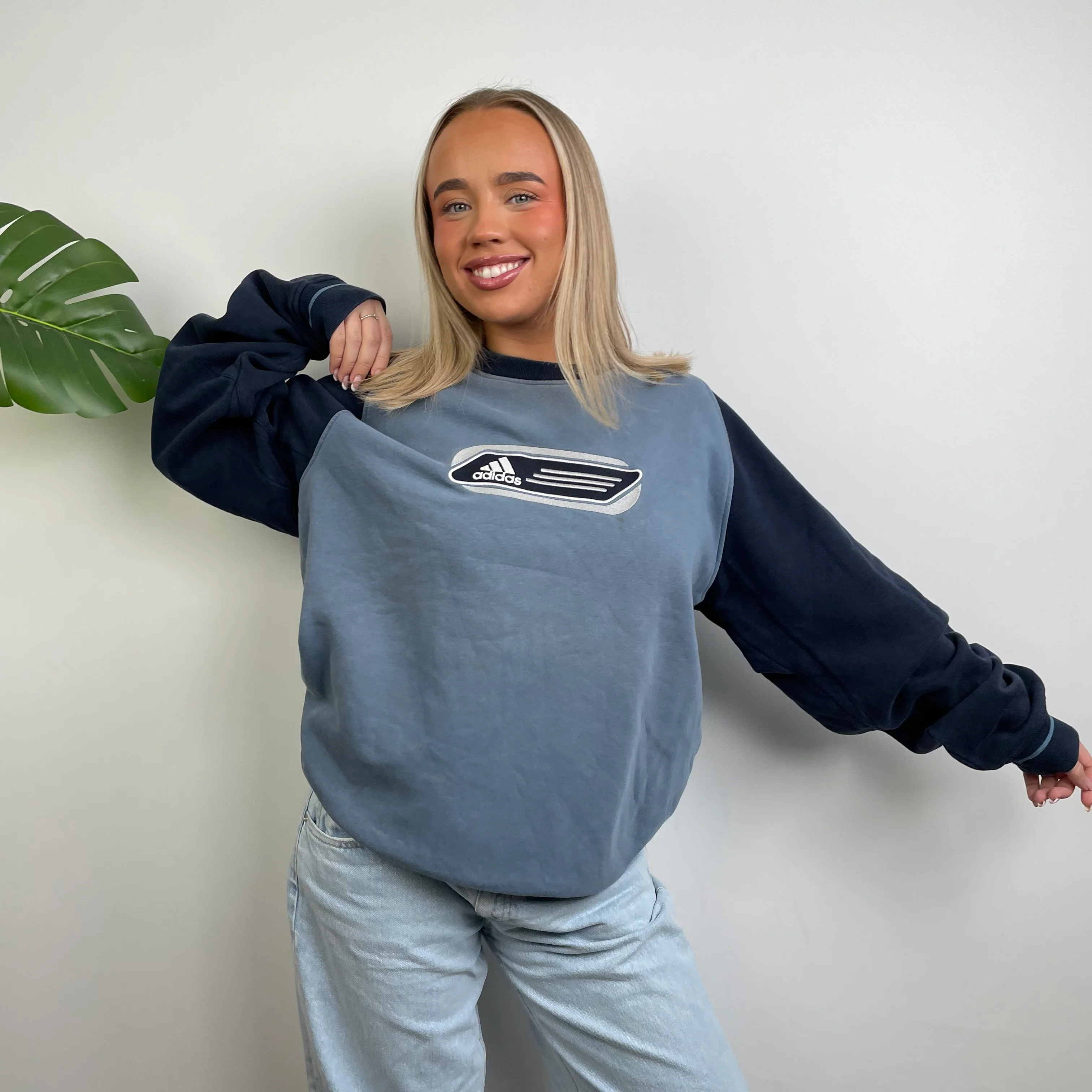 Adidas Baby Blue Embroidered Spell Out Sweatshirt (L) - Image 5