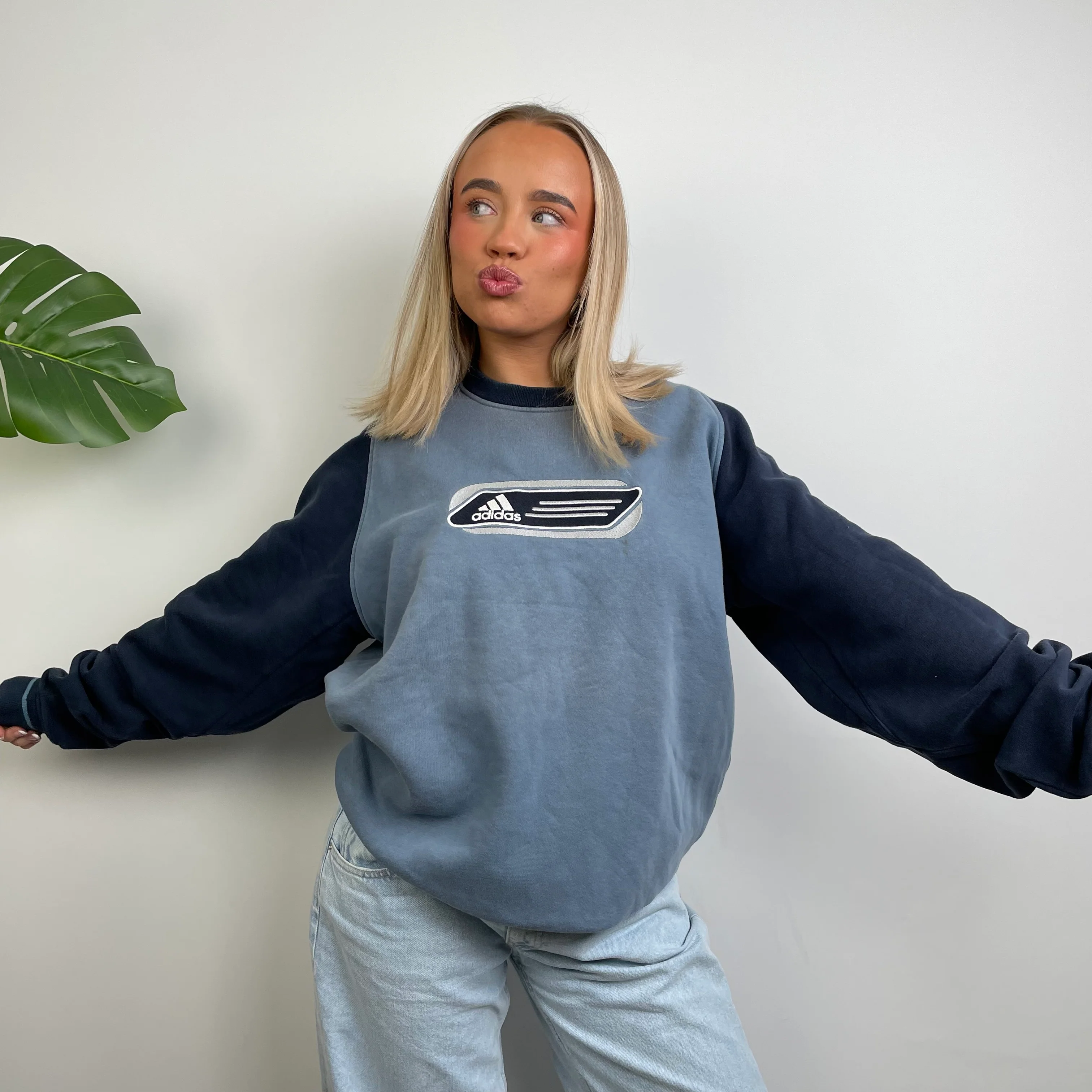 Adidas Baby Blue Embroidered Spell Out Sweatshirt (L) - Image 8