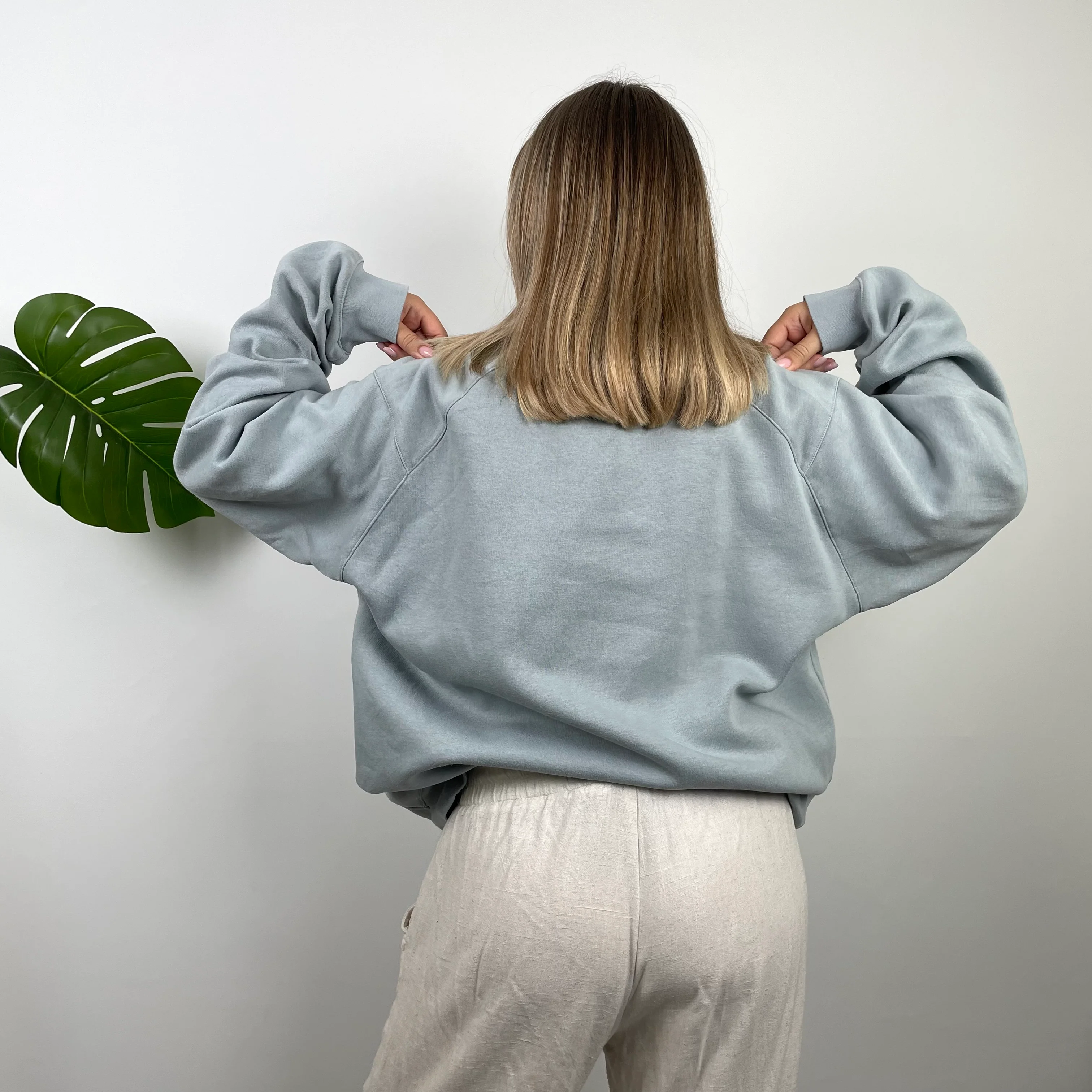 Adidas Baby Blue Embroidered Spell Out Sweatshirt (M) - Image 4