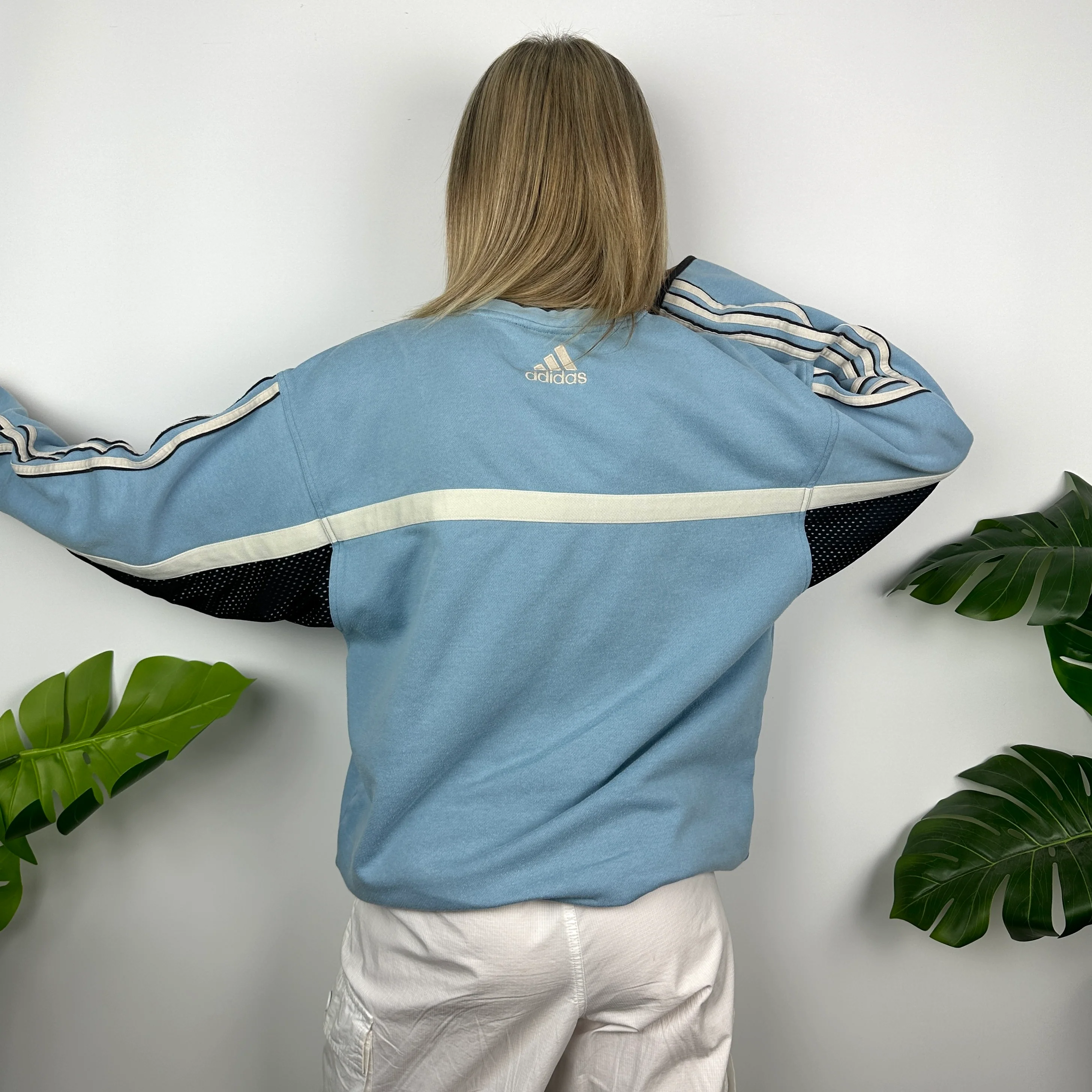 Adidas Baby Blue Embroidered Spell Out Sweatshirt (L) - Image 8