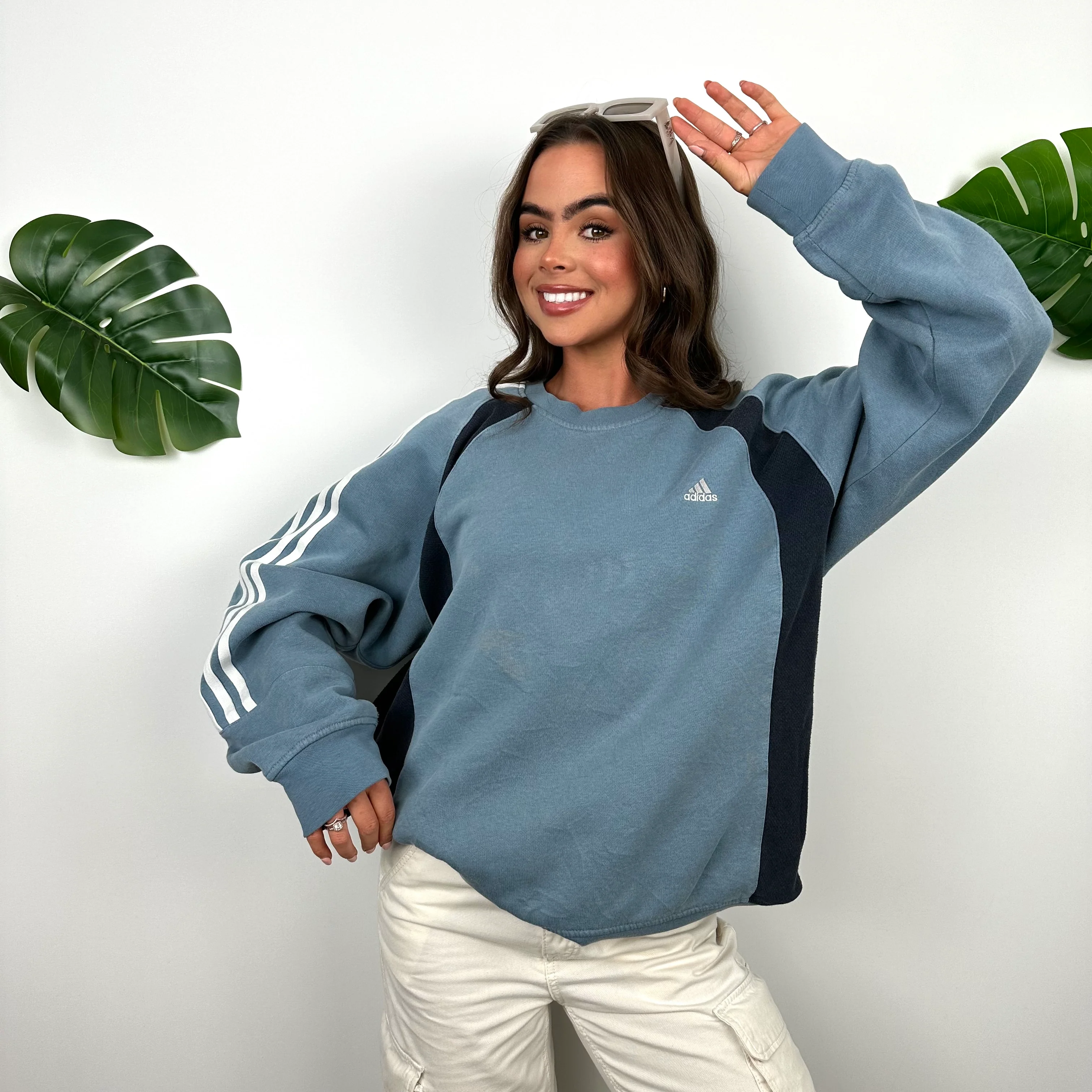 Adidas Baby Blue Embroidered Spell Out Sweatshirt (L) - Image 2