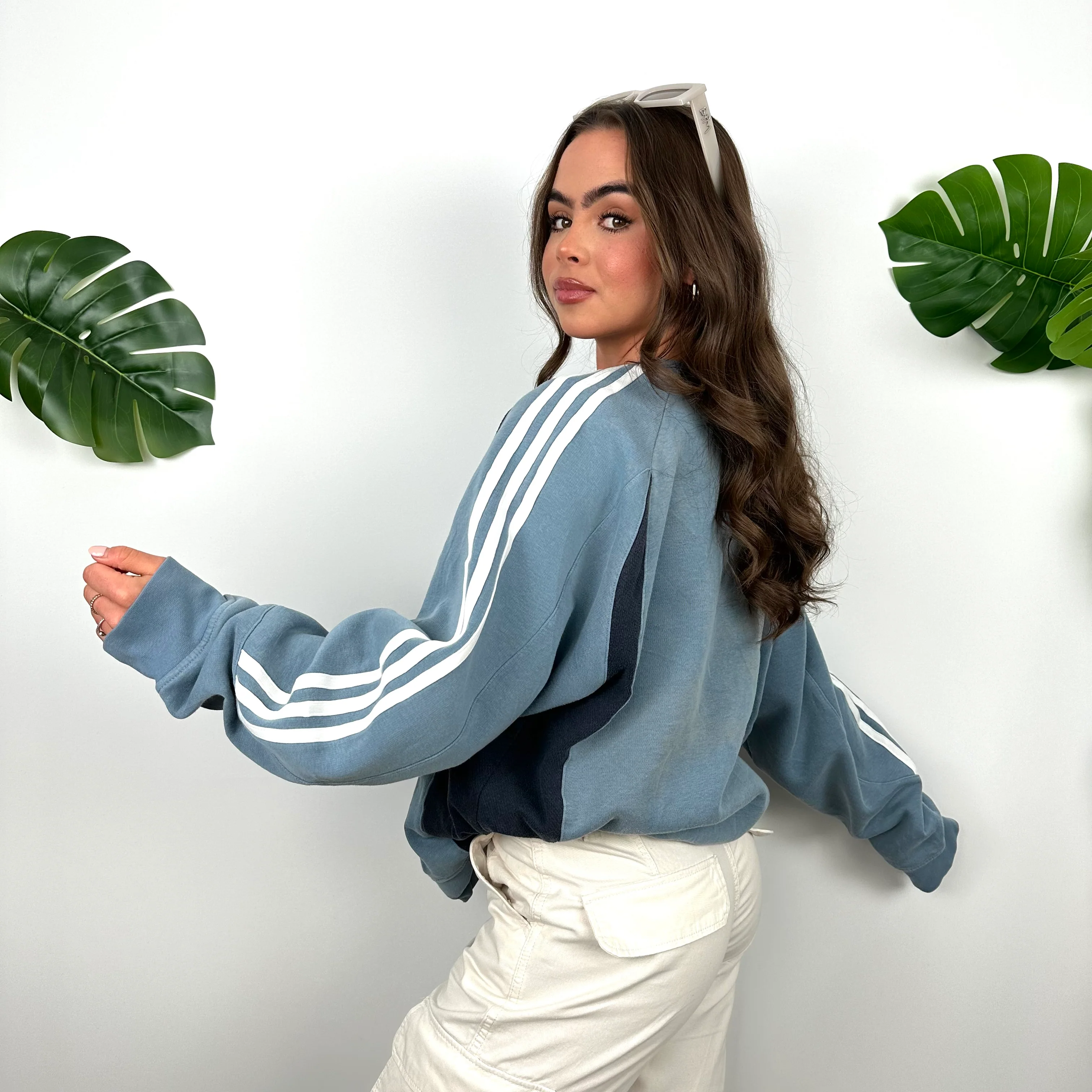 Adidas Baby Blue Embroidered Spell Out Sweatshirt (L) - Image 7