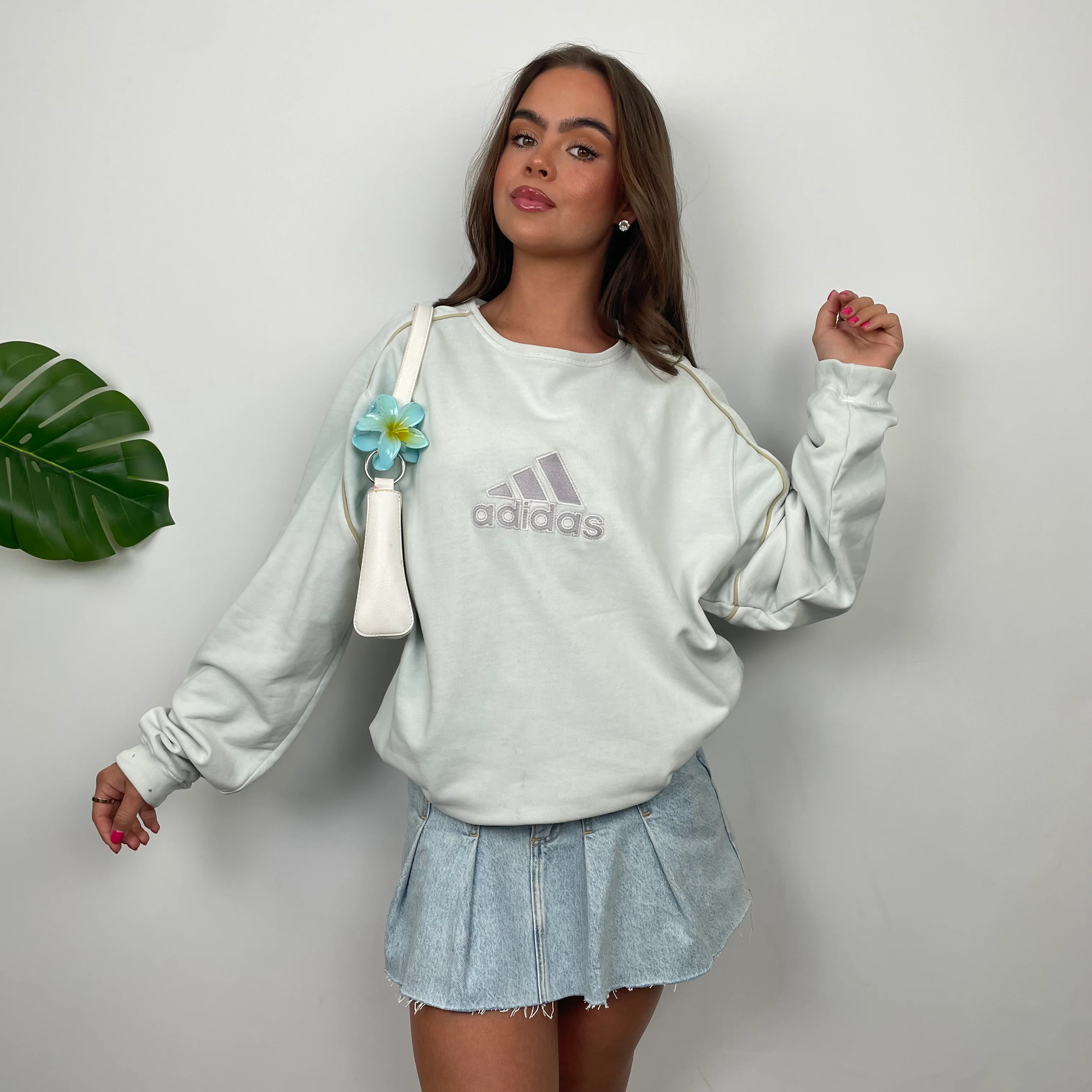 Adidas Baby Blue Embroidered Spell Out Sweatshirt (L) - Image 6