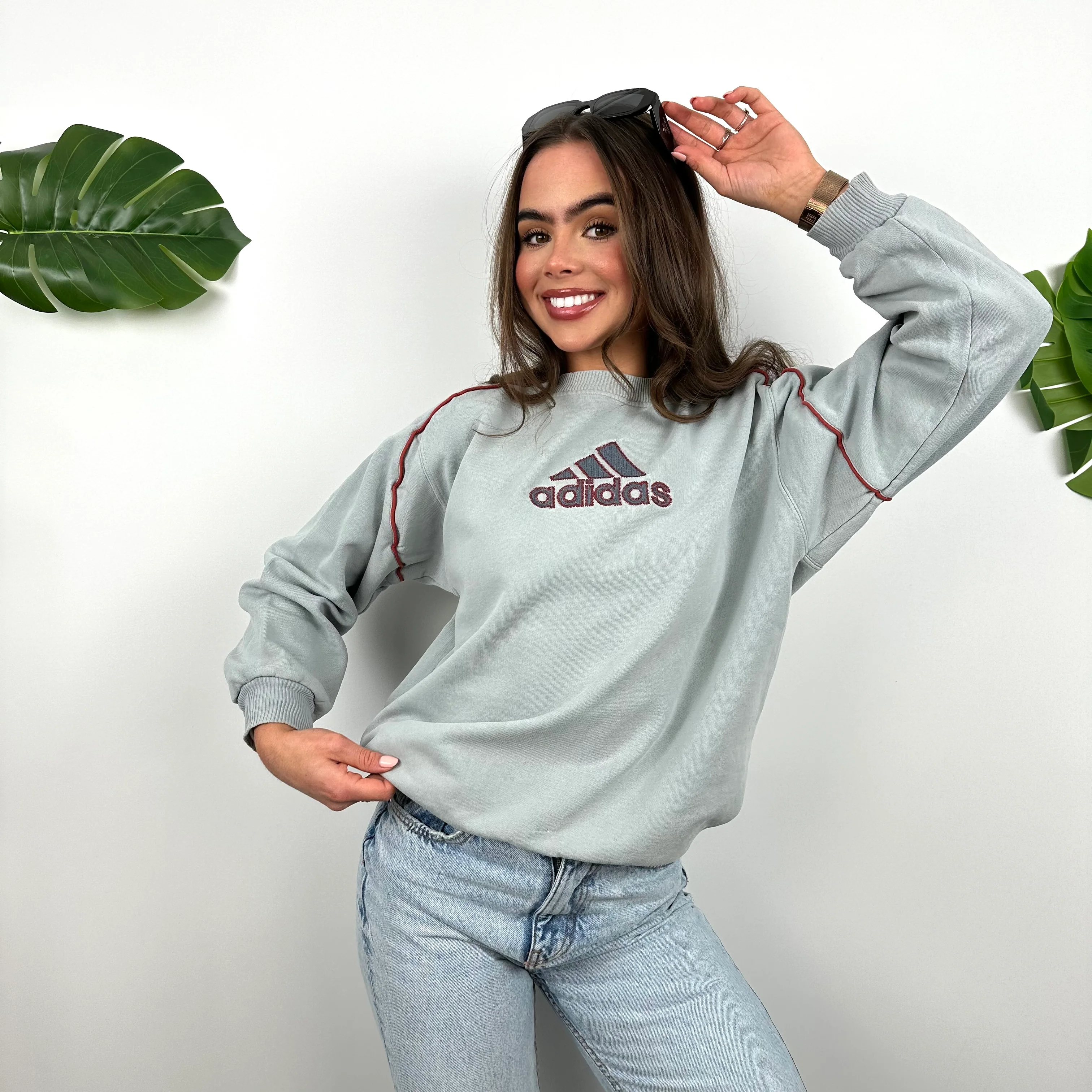 Adidas Baby Blue Embroidered Spell Out Sweatshirt (S) - Image 5