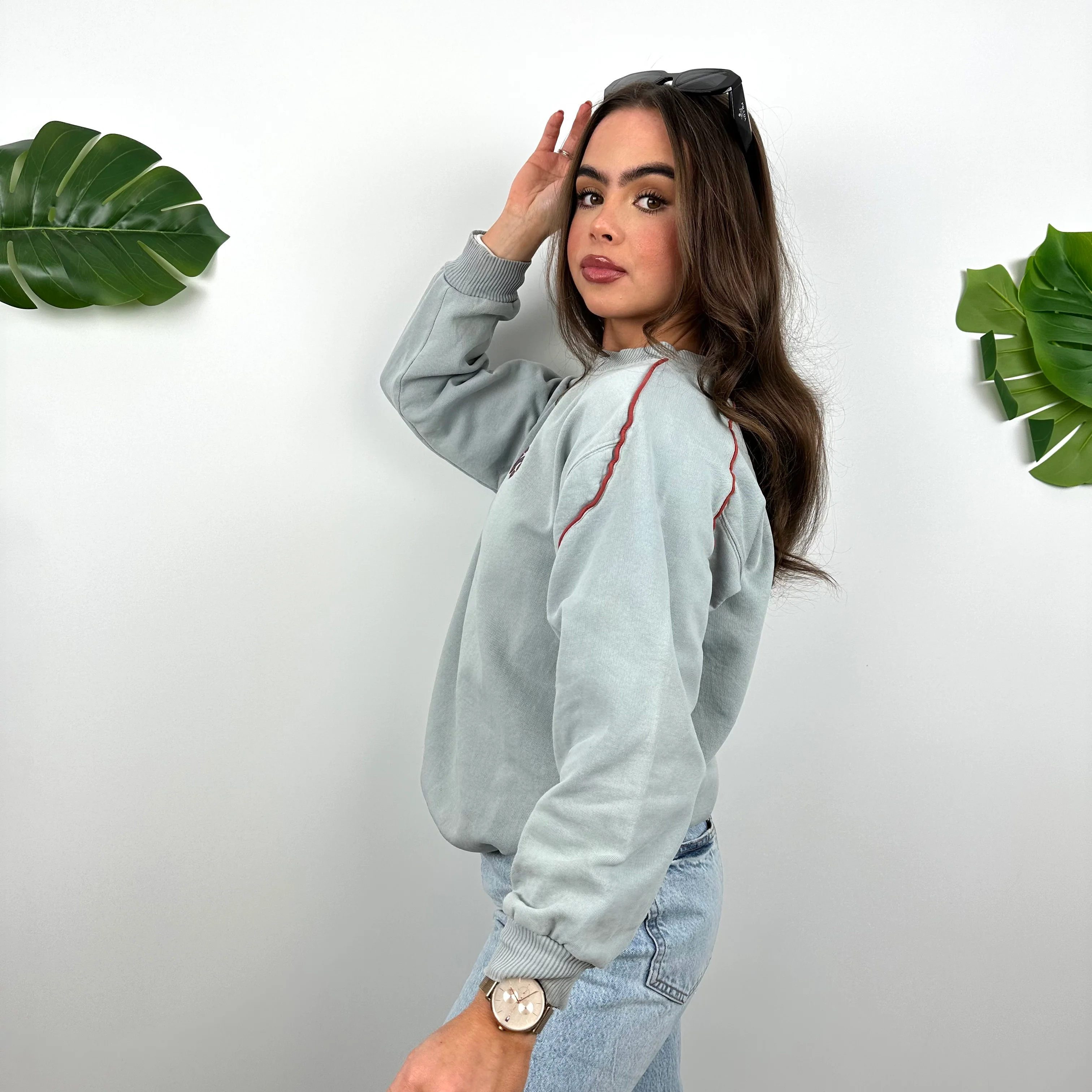 Adidas Baby Blue Embroidered Spell Out Sweatshirt (S) - Image 6