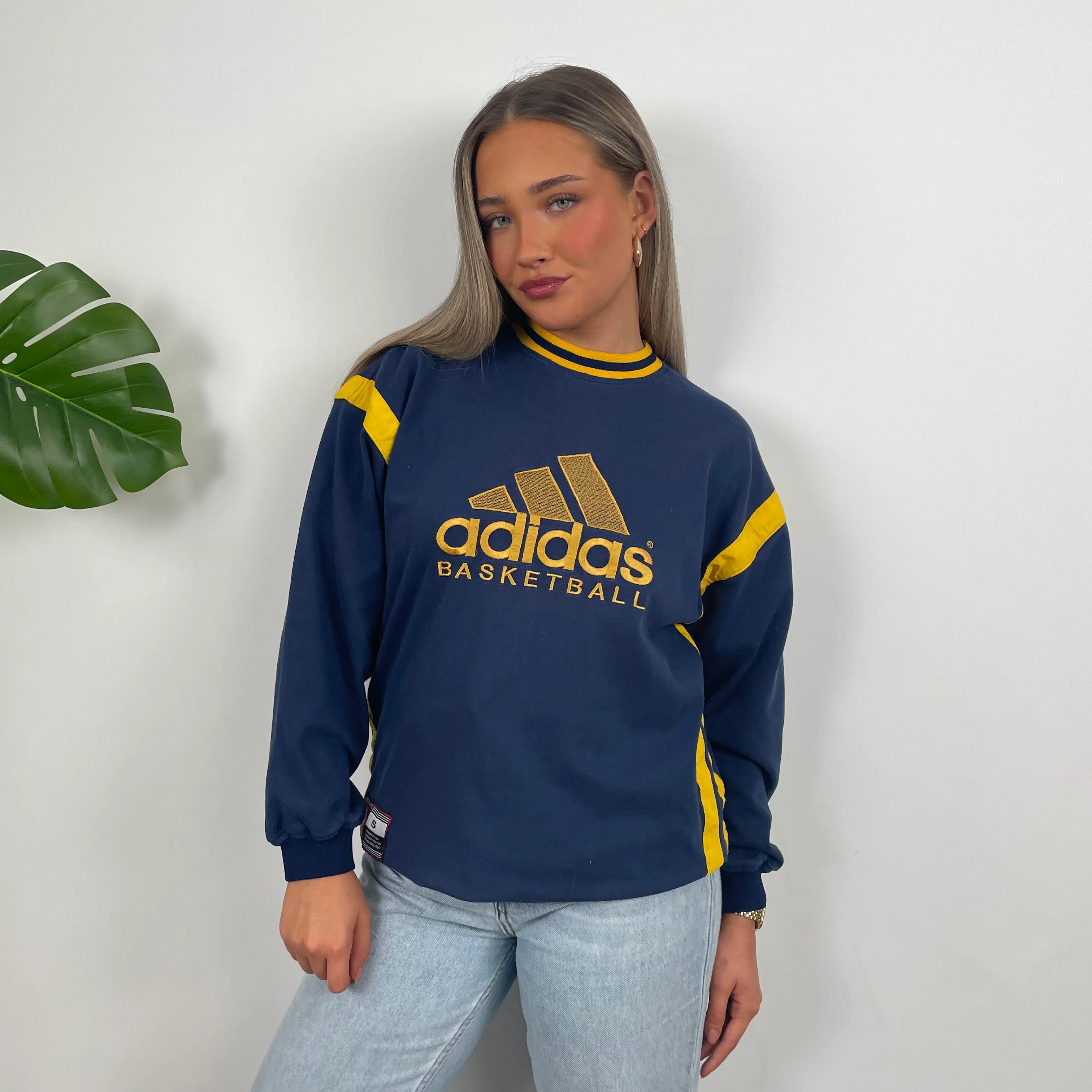 Adidas Basketball Navy Embroidered Spell Out Sweatshirt (S) - Image 2