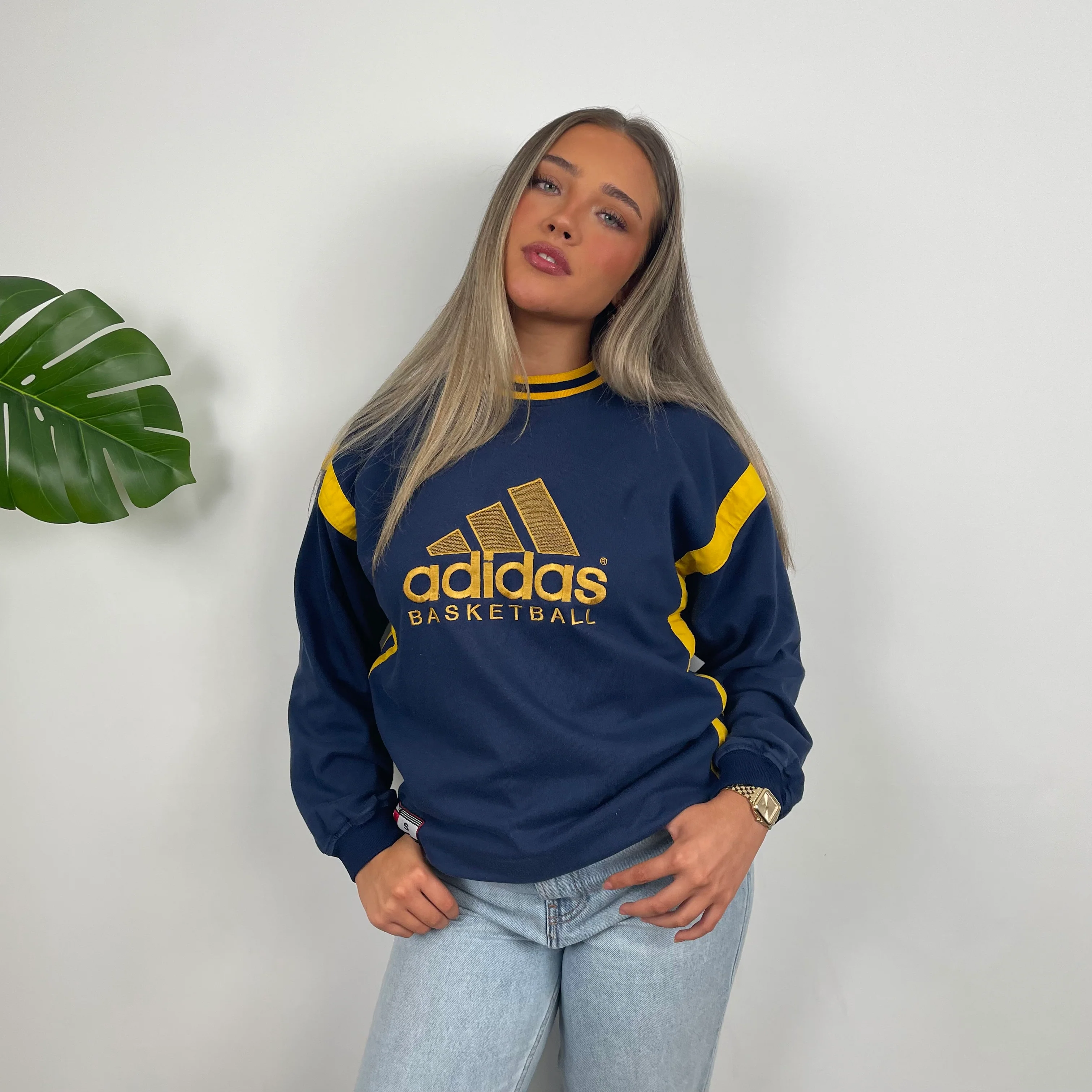 Adidas Basketball Navy Embroidered Spell Out Sweatshirt (S) - Image 3