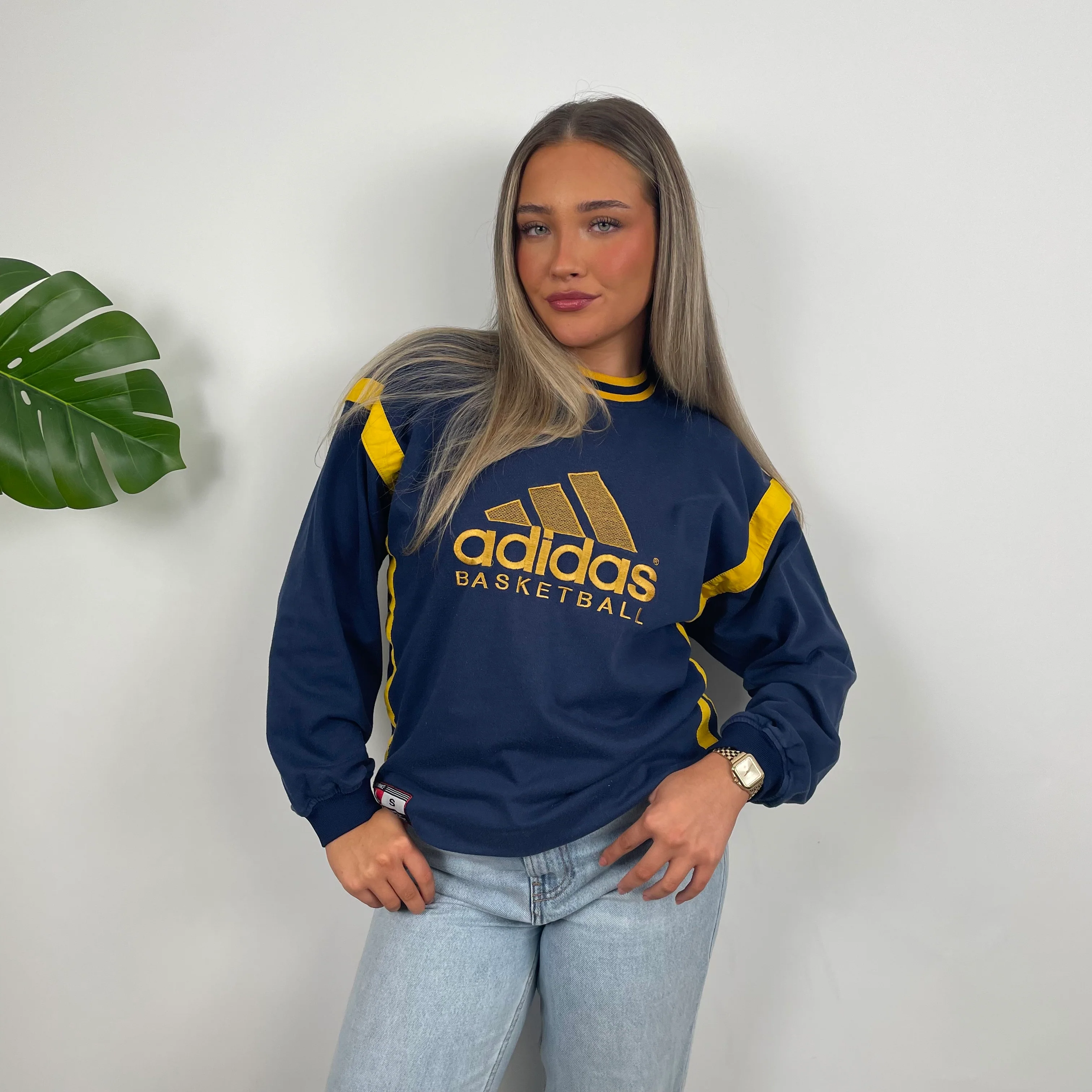 Adidas Basketball Navy Embroidered Spell Out Sweatshirt (S) - Image 4