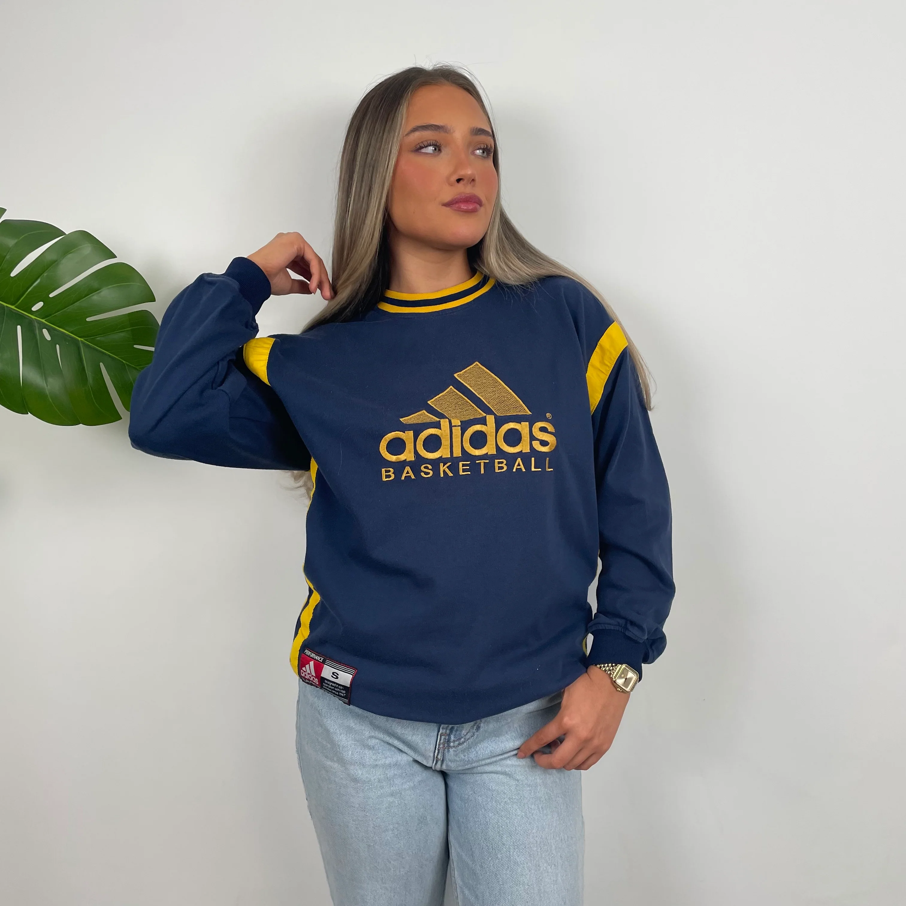 Adidas Basketball Navy Embroidered Spell Out Sweatshirt (S) - Image 5