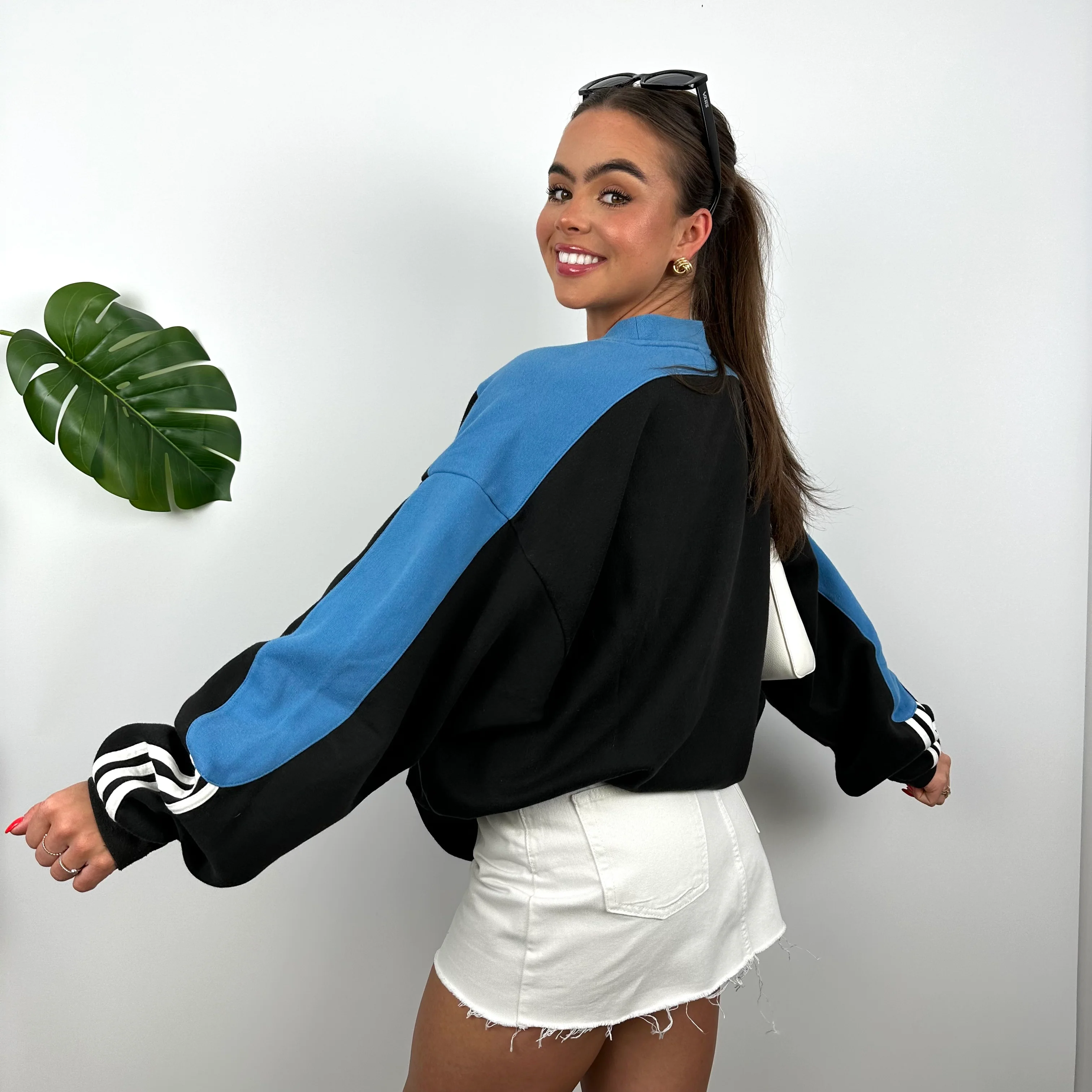 Adidas Black and Baby Blue Embroidered Spell Out Sweatshirt (M) - Image 3