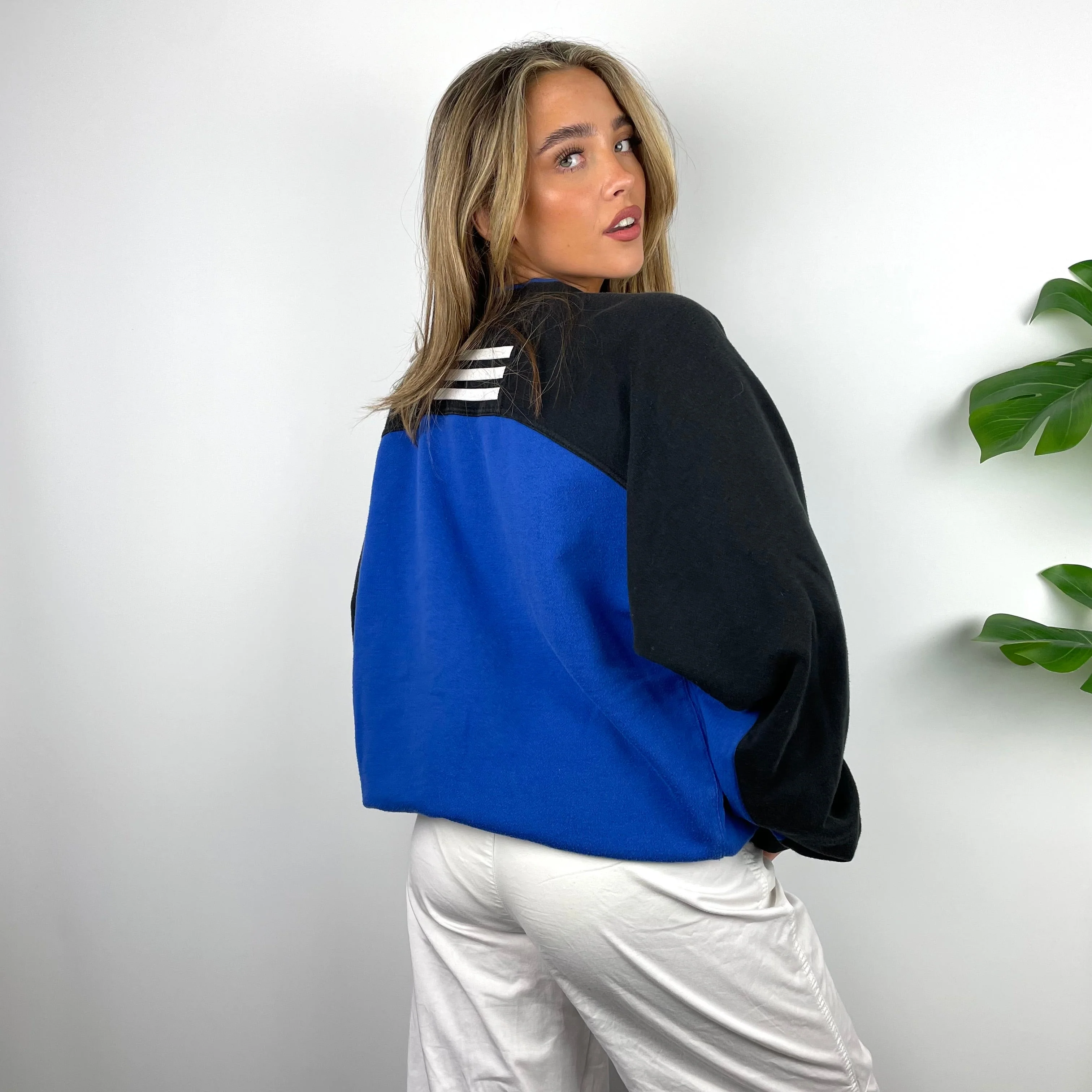 Adidas Black & Blue Embroidered Spell Out Sweatshirt (L) - Image 5