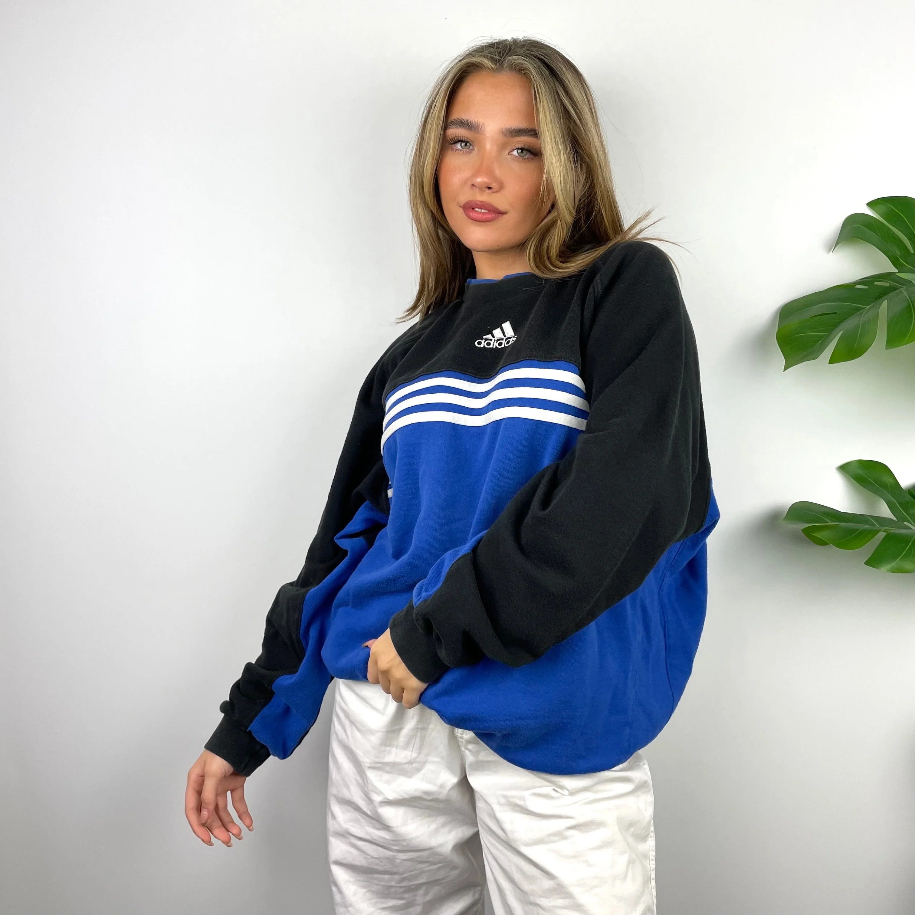 Adidas Black & Blue Embroidered Spell Out Sweatshirt (L) - Image 7