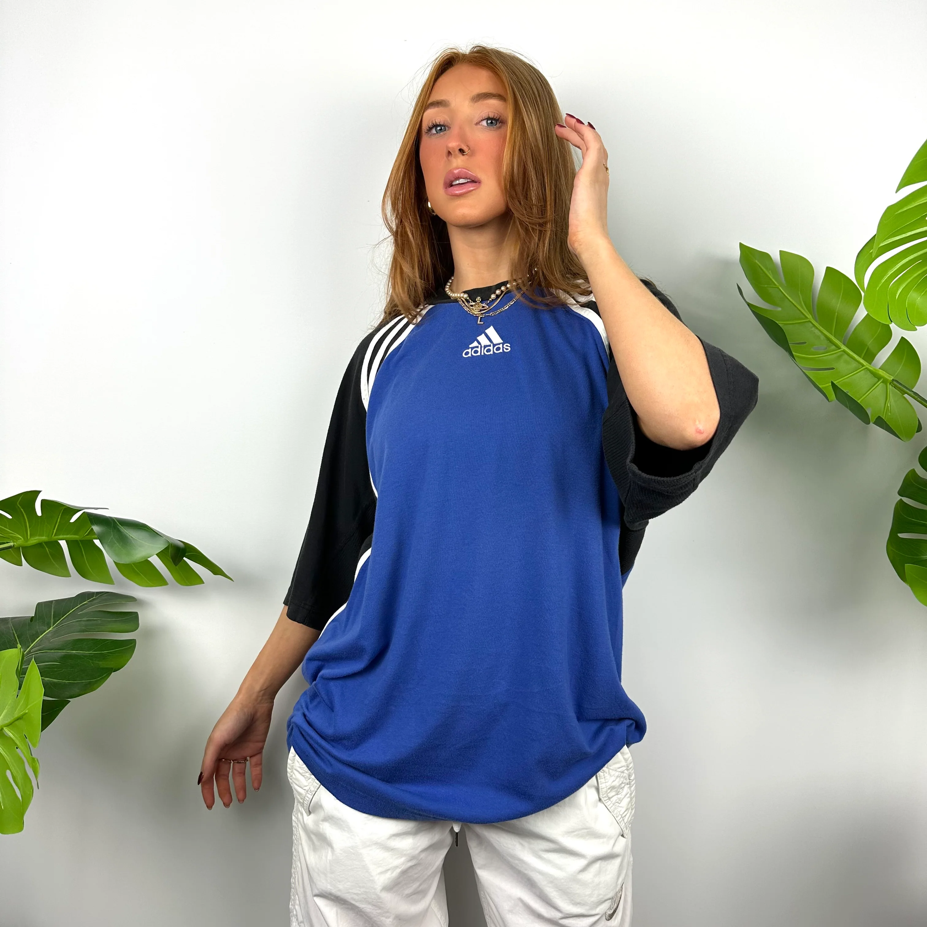 Adidas Black & Blue Embroidered Spell Out T Shirt (XL) - Image 3