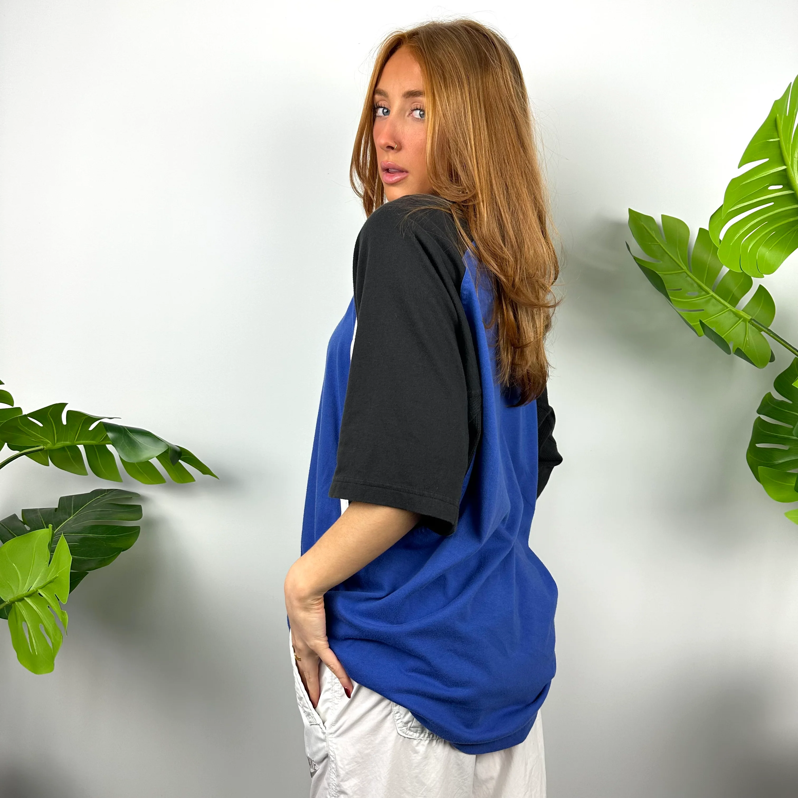 Adidas Black & Blue Embroidered Spell Out T Shirt (XL) - Image 4