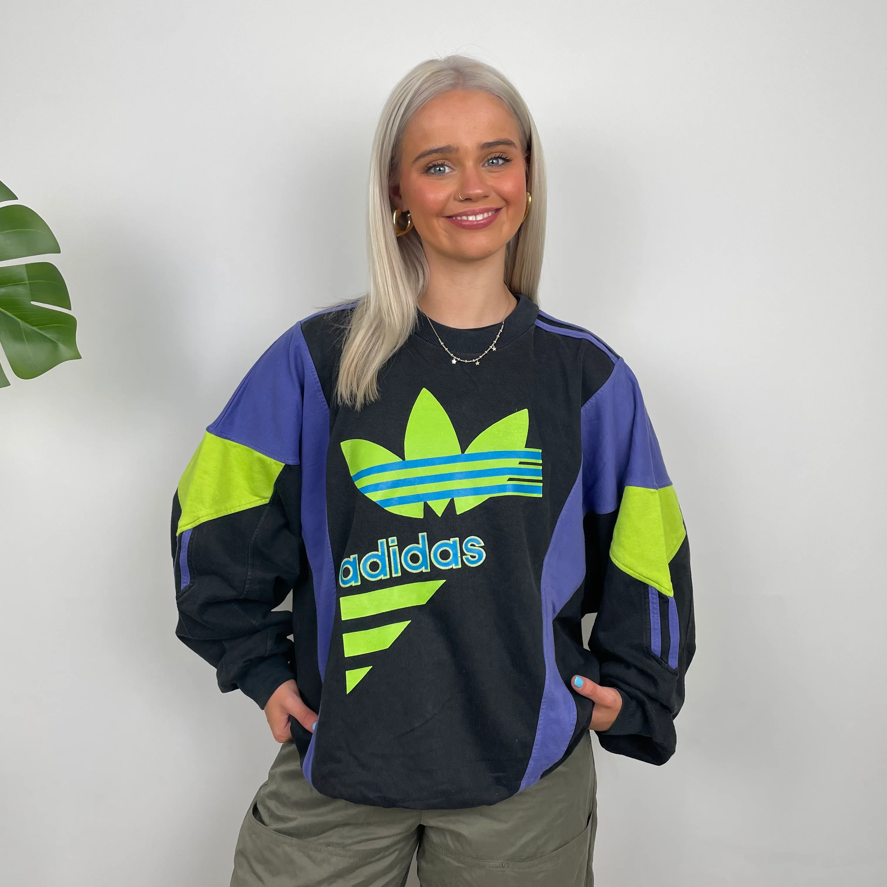 Adidas Black Colour Block Sweatshirt (M) - Image 5