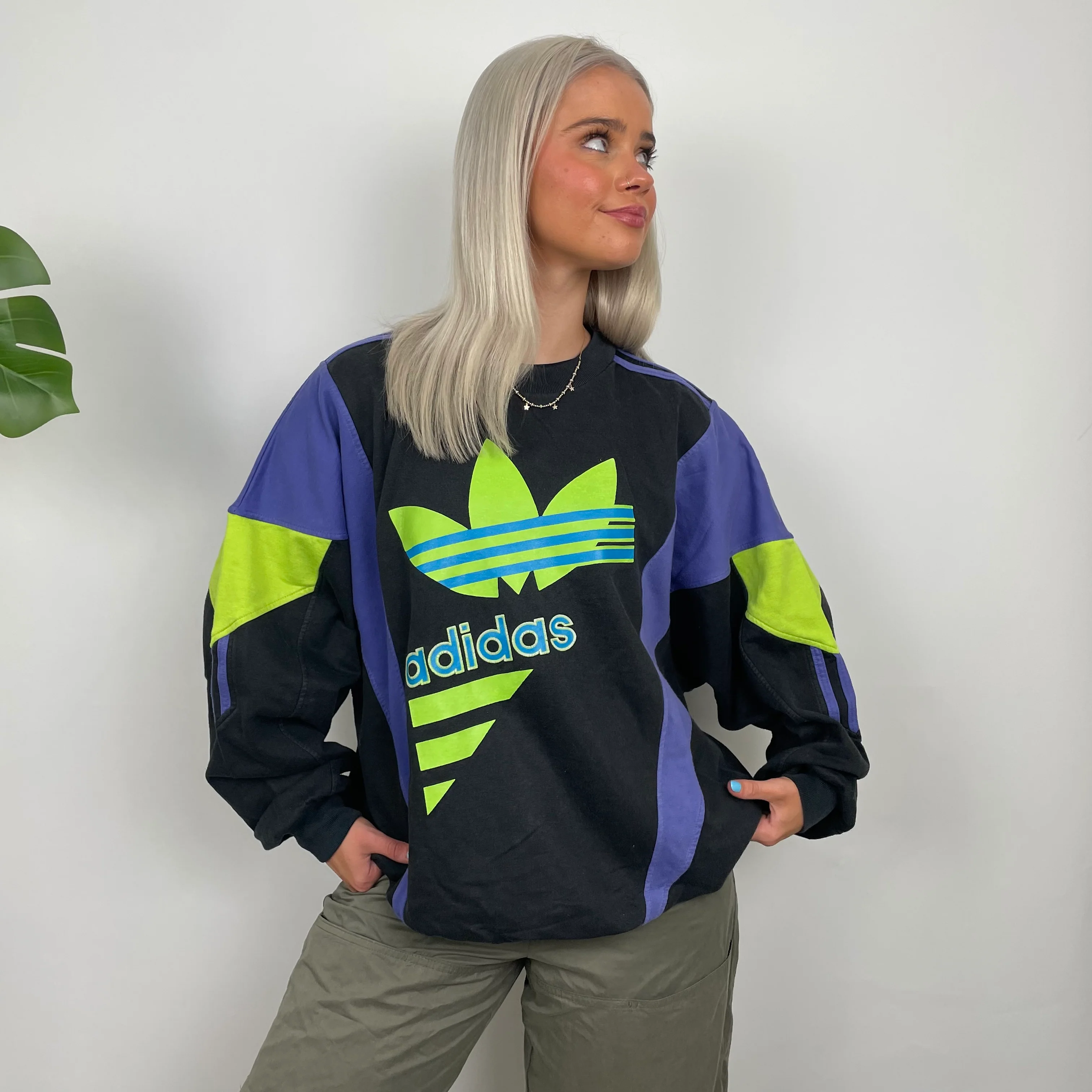 Adidas Black Colour Block Sweatshirt (M) - Image 6
