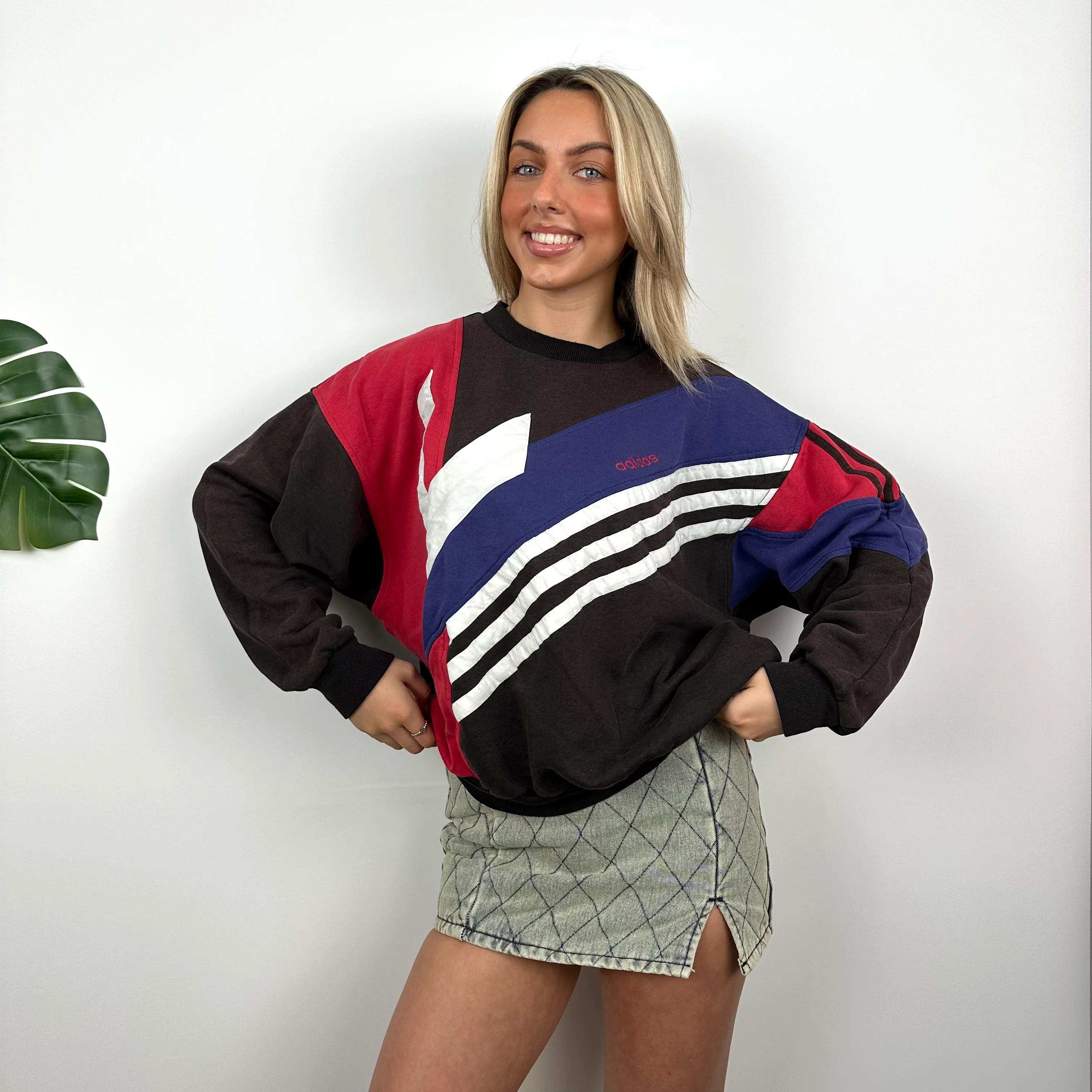 Adidas Black Colour Block Sweatshirt (S) - Image 2