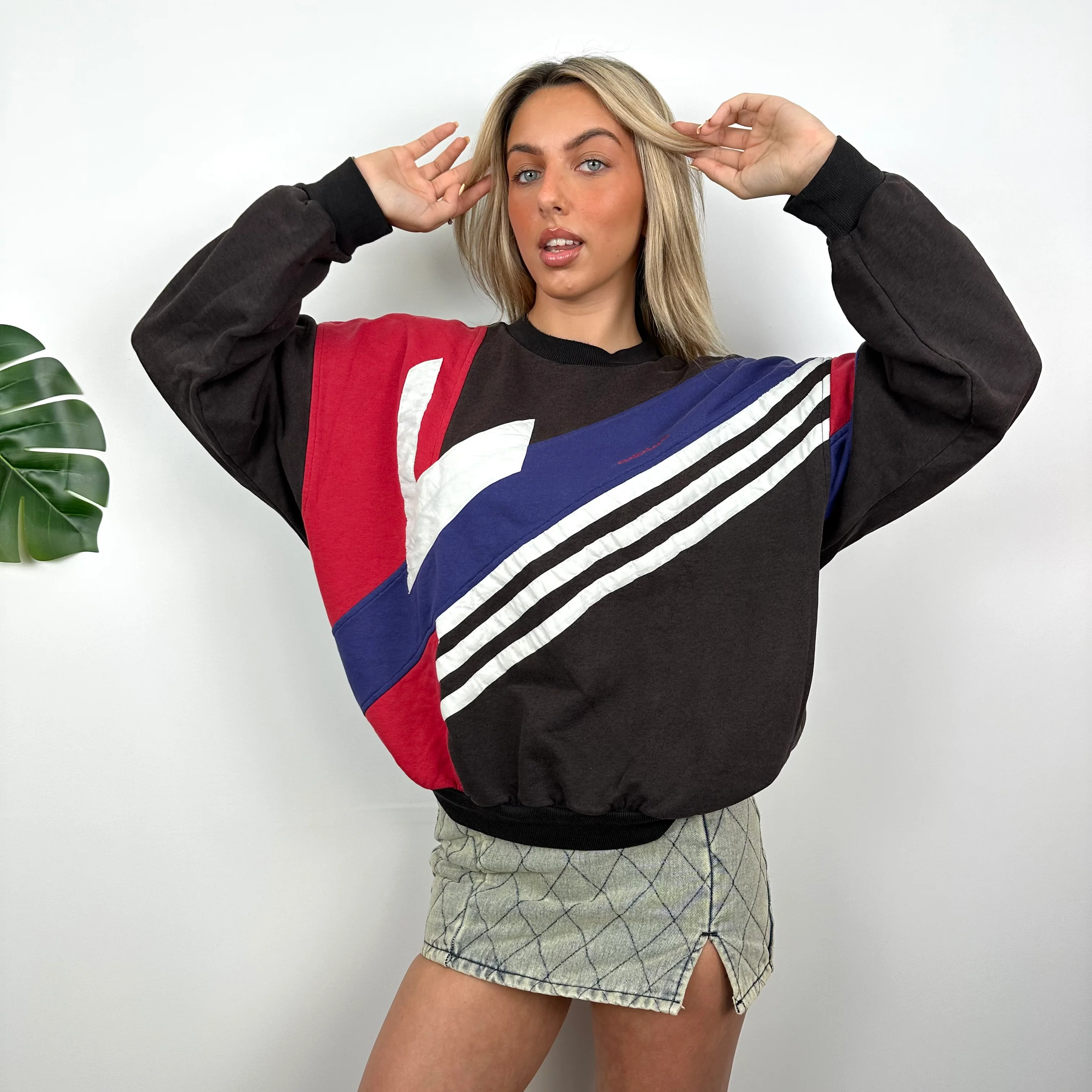 Adidas Black Colour Block Sweatshirt (S) - Image 3