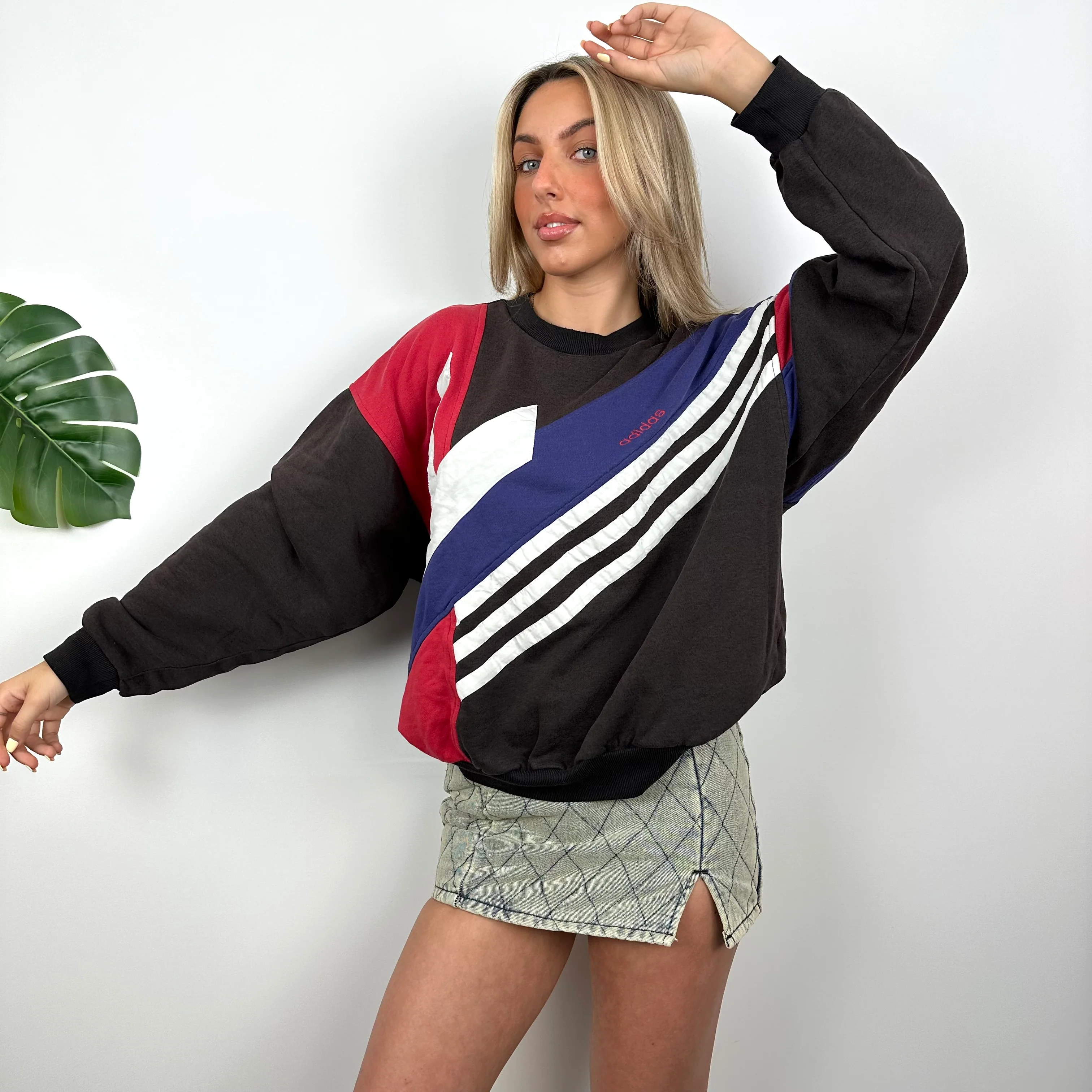 Adidas Black Colour Block Sweatshirt (S) - Image 5