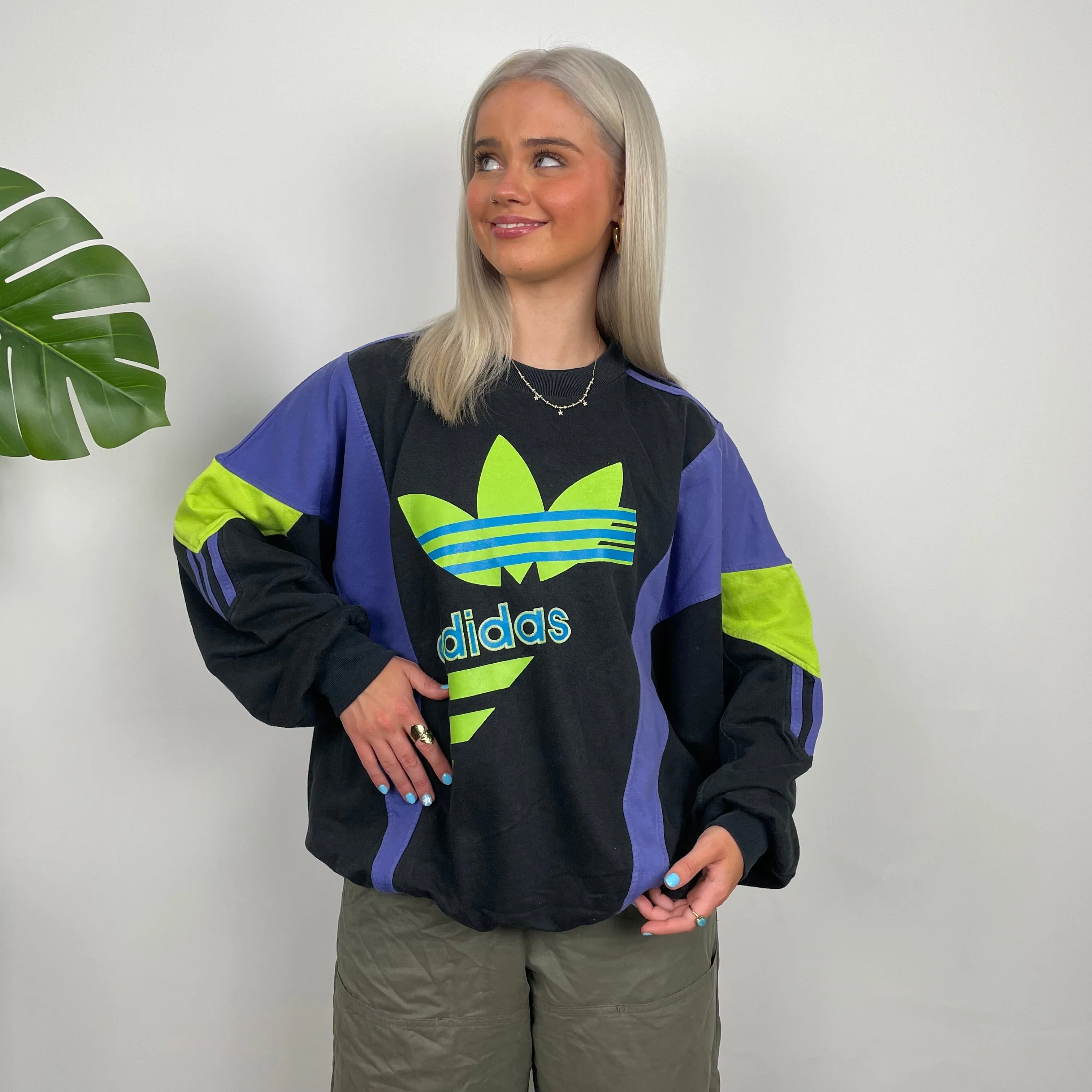 Adidas Black Colour Block Sweatshirt (S) - Image 2
