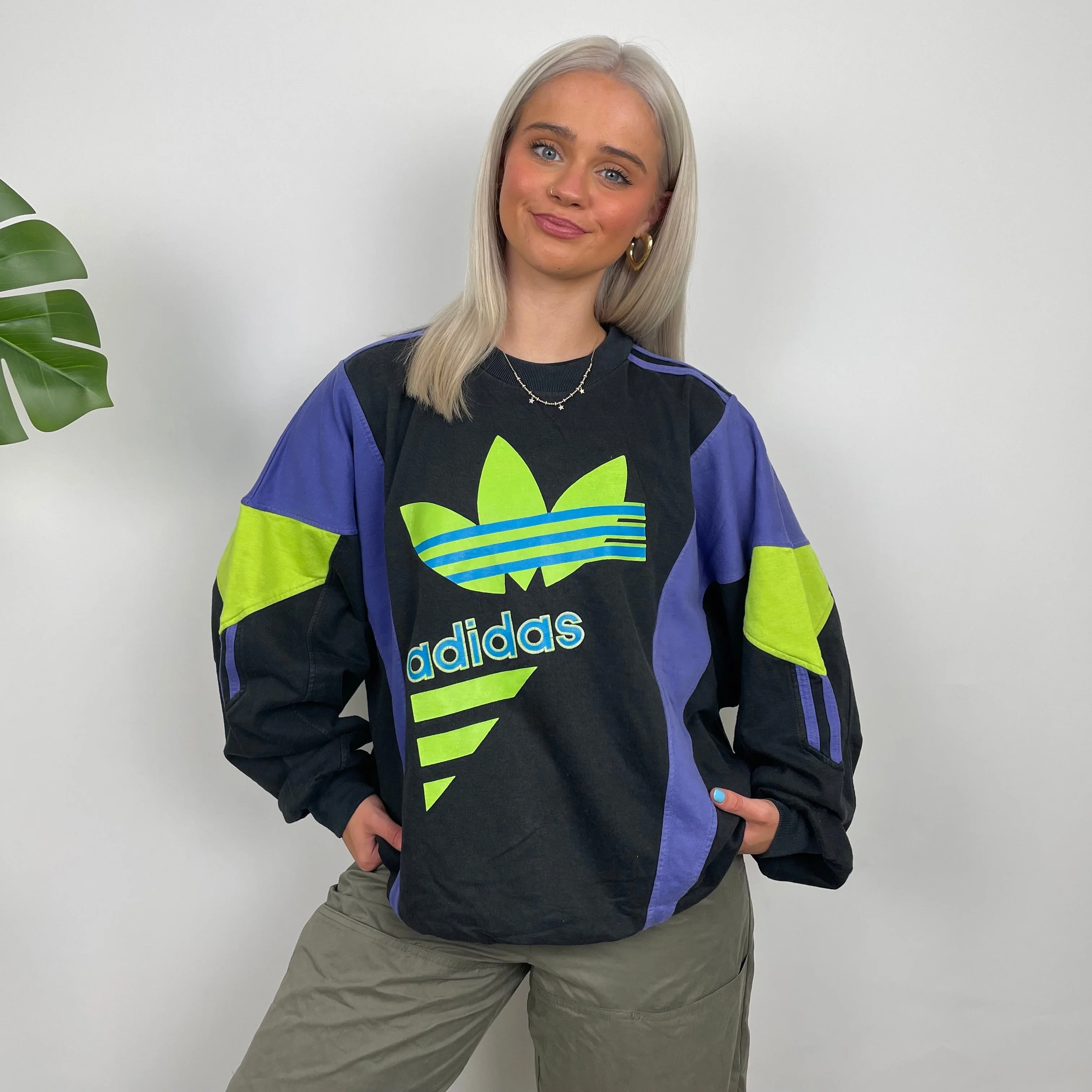 Adidas Black Colour Block Sweatshirt (S) - Image 5