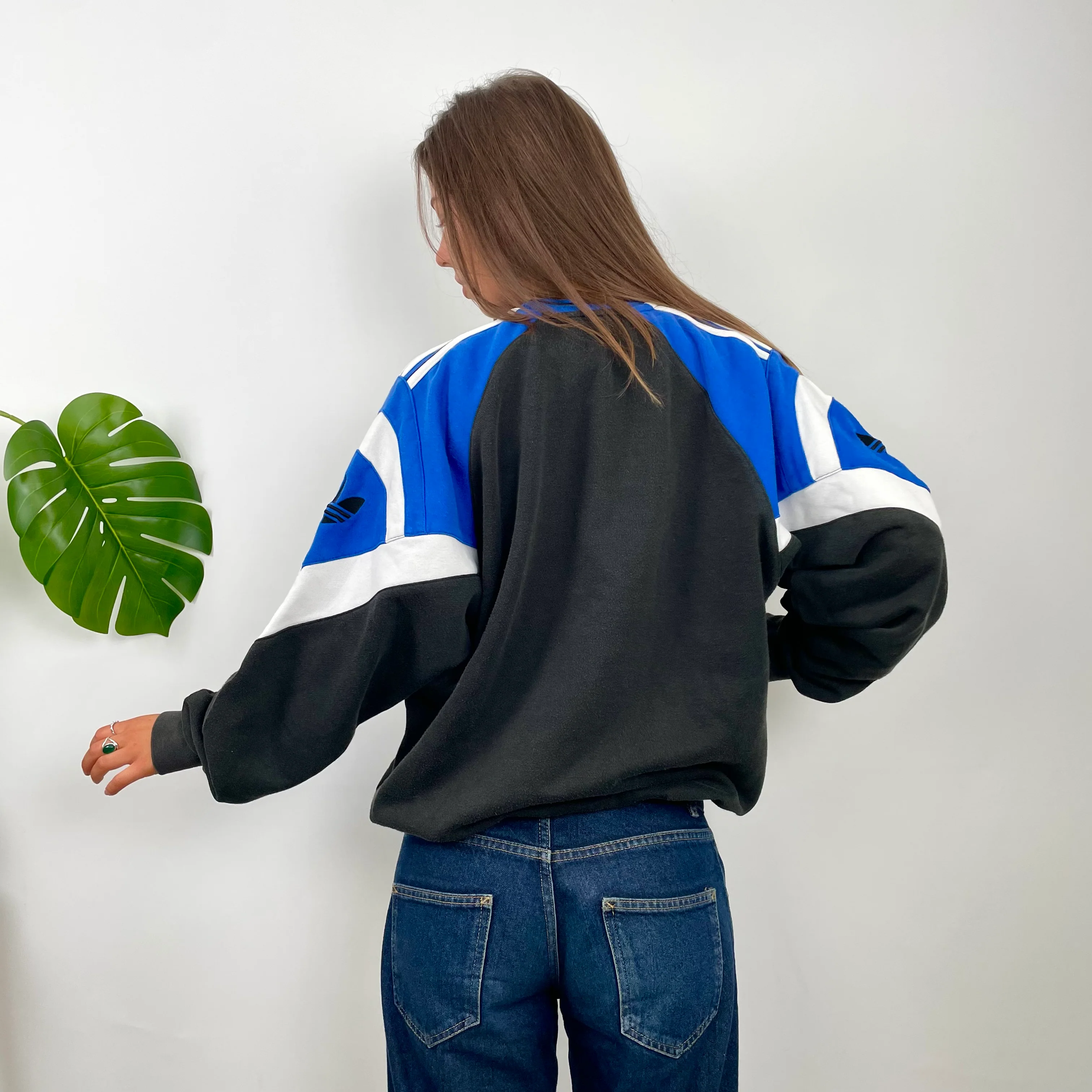 Adidas Black Embroidered Spell Out Colour Block Sweatshirt (L) - Image 6