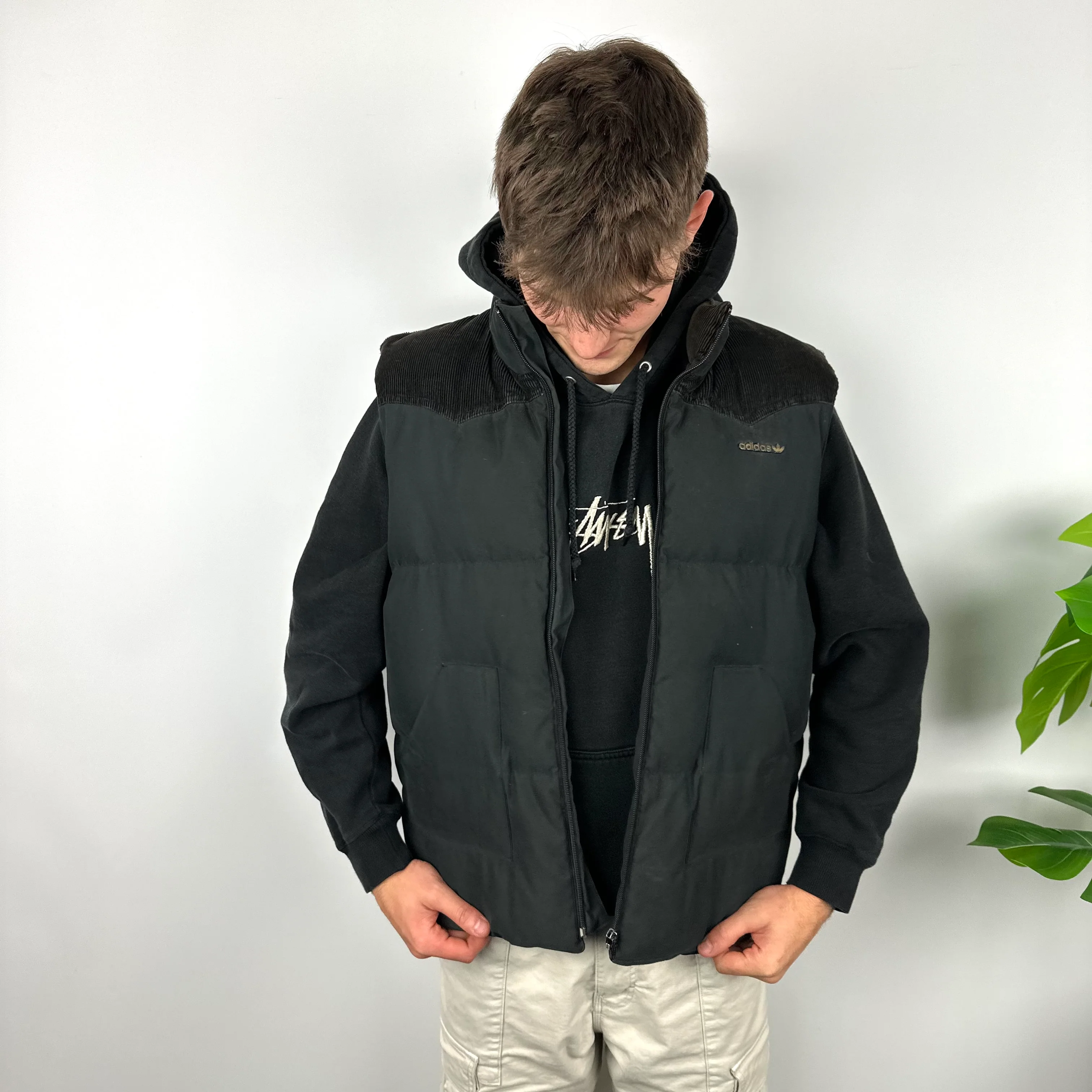 Adidas Black Embroidered Spell Out Puffer Gilet (L) - Image 5