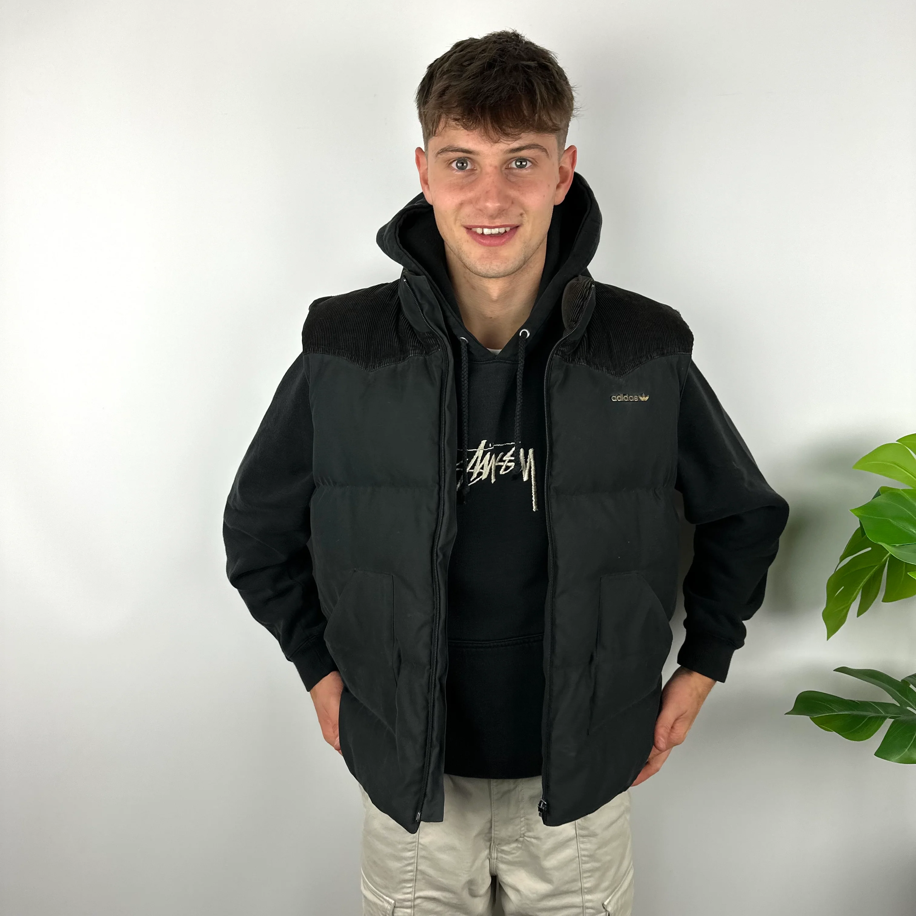 Adidas Black Embroidered Spell Out Puffer Gilet (L) - Image 6