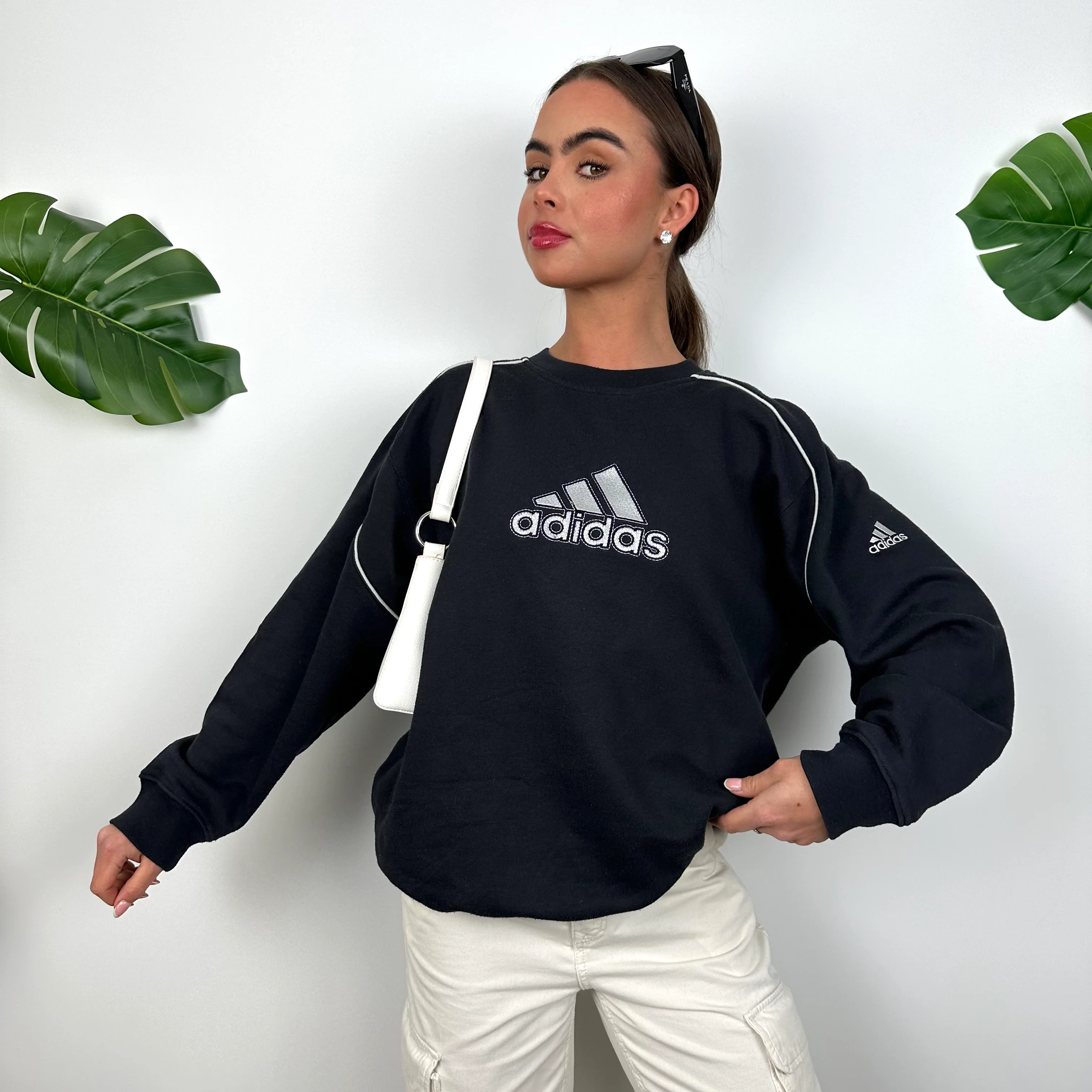 Adidas Black Embroidered Spell Out Sweatshirt (M) - Image 6