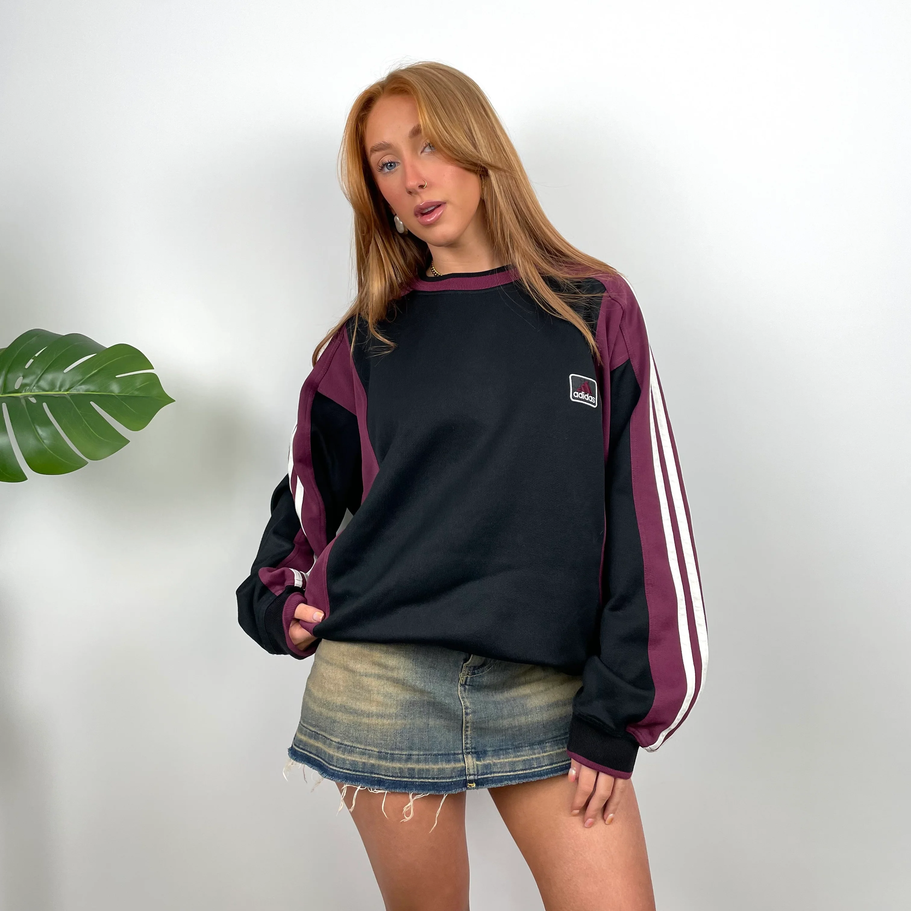 Adidas Black Embroidered Spell Out Sweatshirt (L) - Image 2