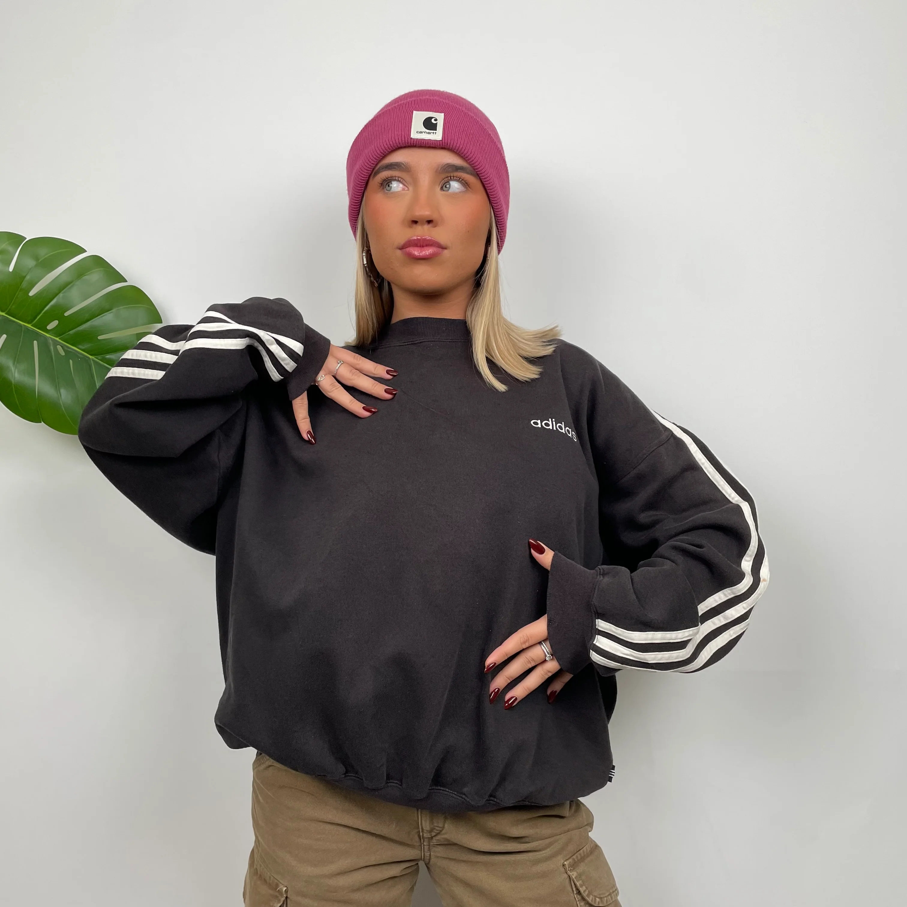 Adidas Black Embroidered Spell Out Sweatshirt (L) - Image 2